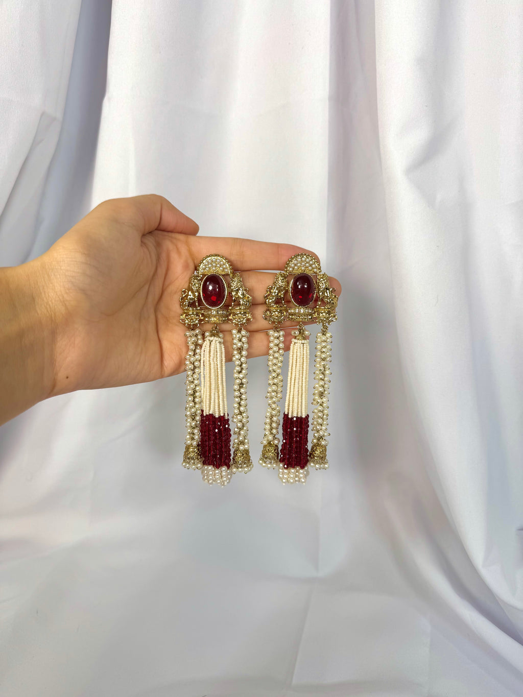 Alya Earrings-Dark Red