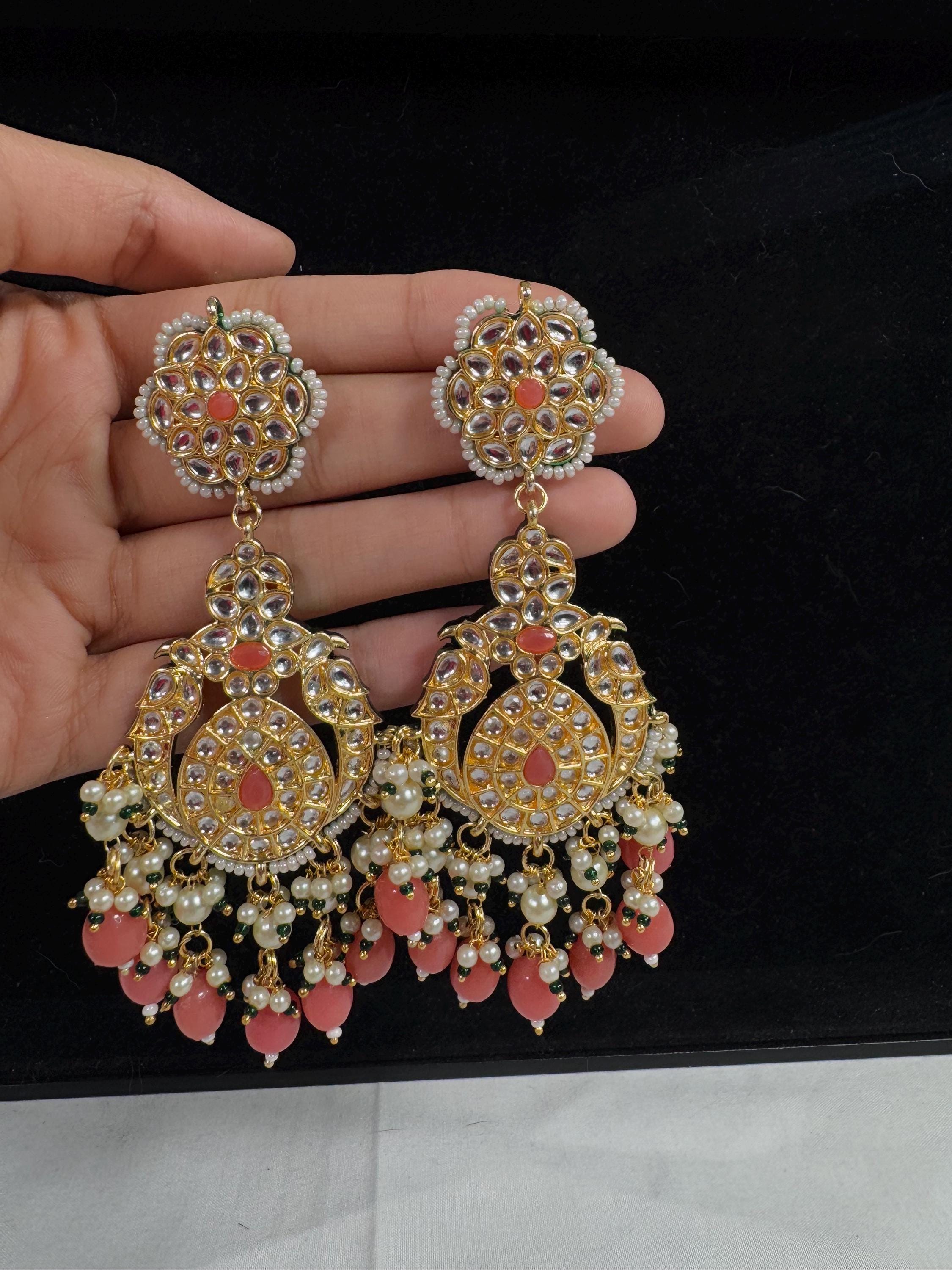 Bollywood Style Jhumka Earrings, Indian Gold Plated Hoop Earrings, Statement Ethnic Jewelry, Festive Earrings, Women's Accessories