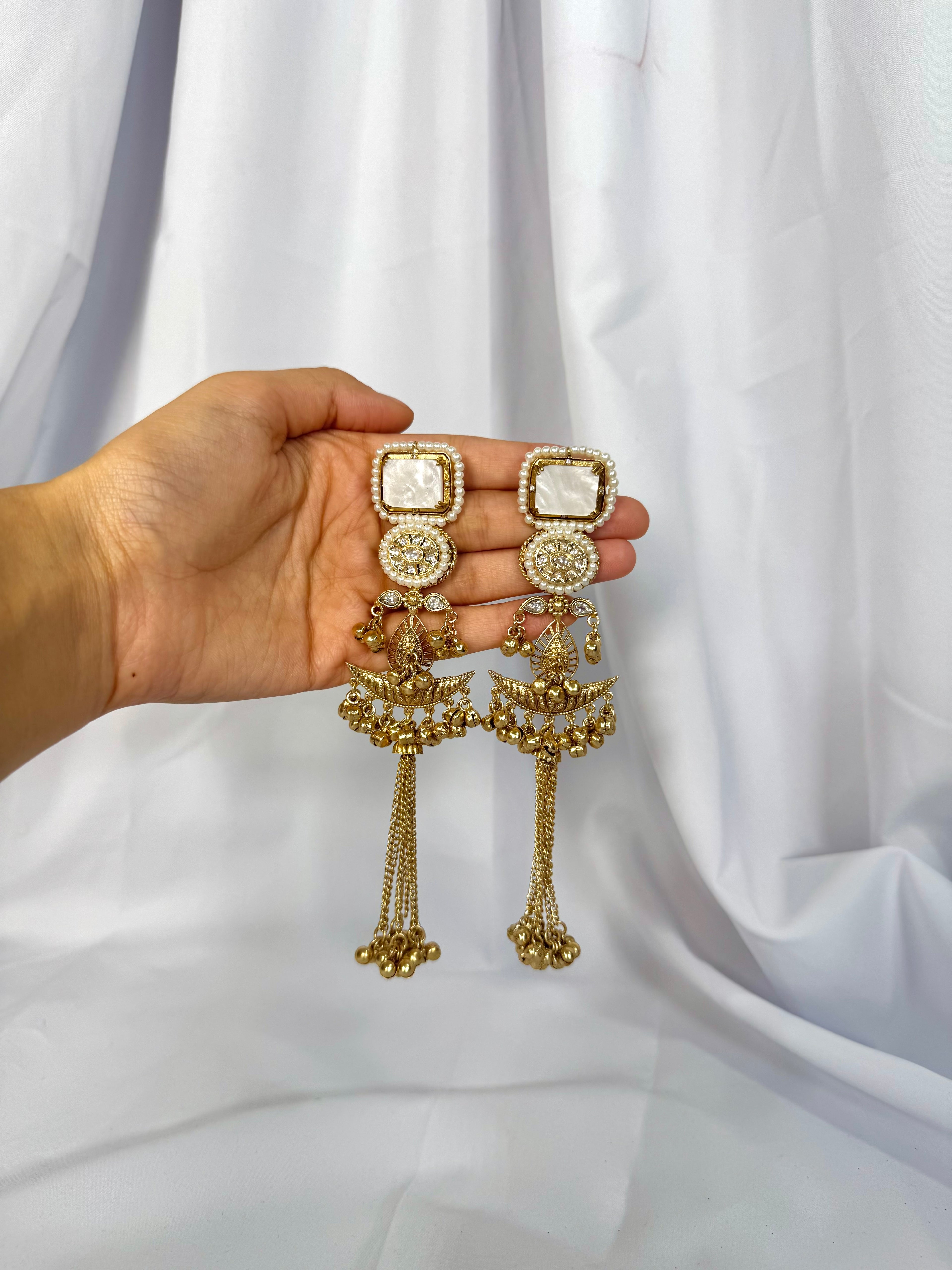 Ziya Kashmiri Earrings-White