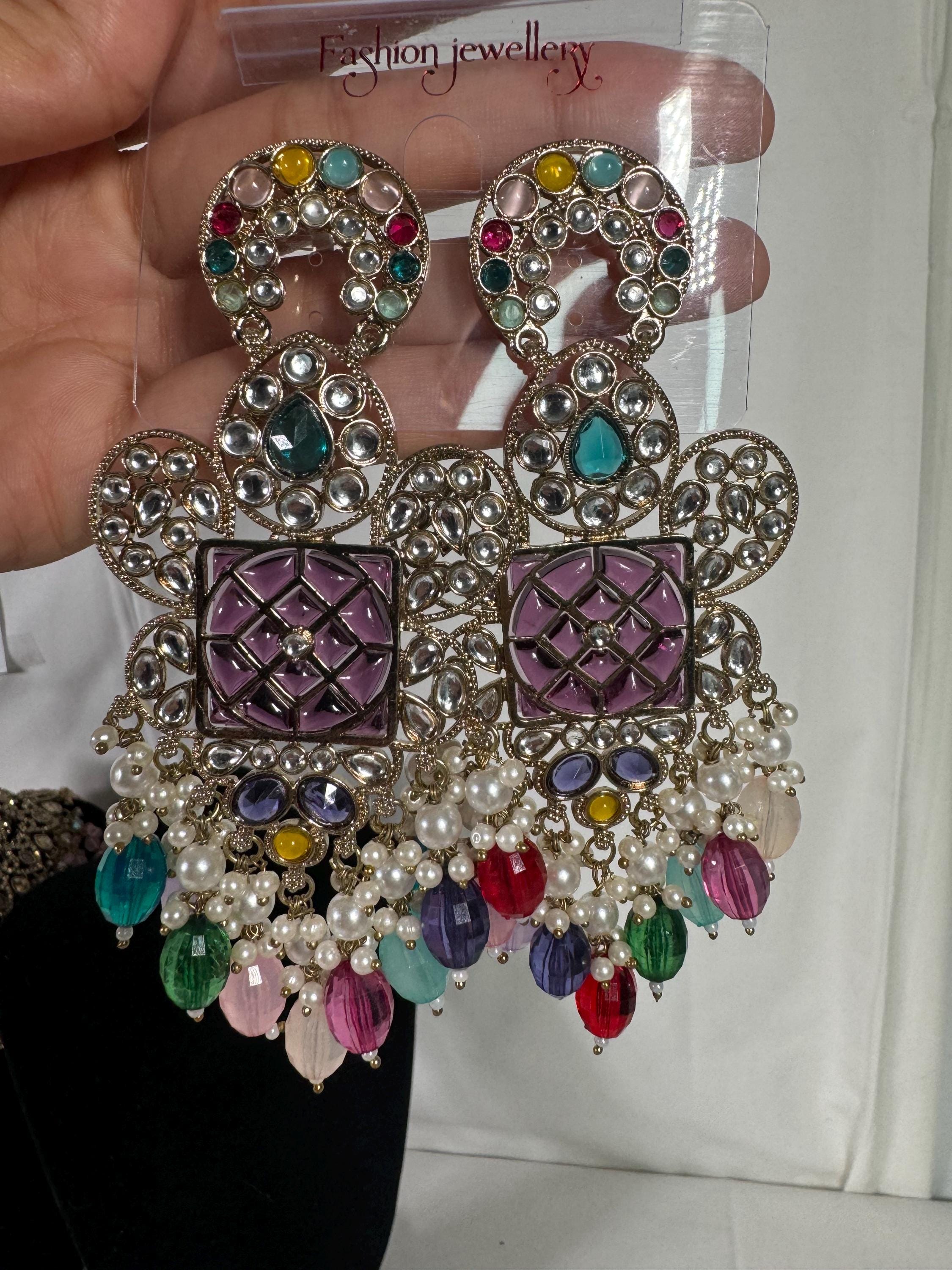 Bollywood Style Jhumka Earrings, Indian Gold Plated Hoop Earrings, Statement Ethnic Jewelry, Festive Earrings, Women's Accessories