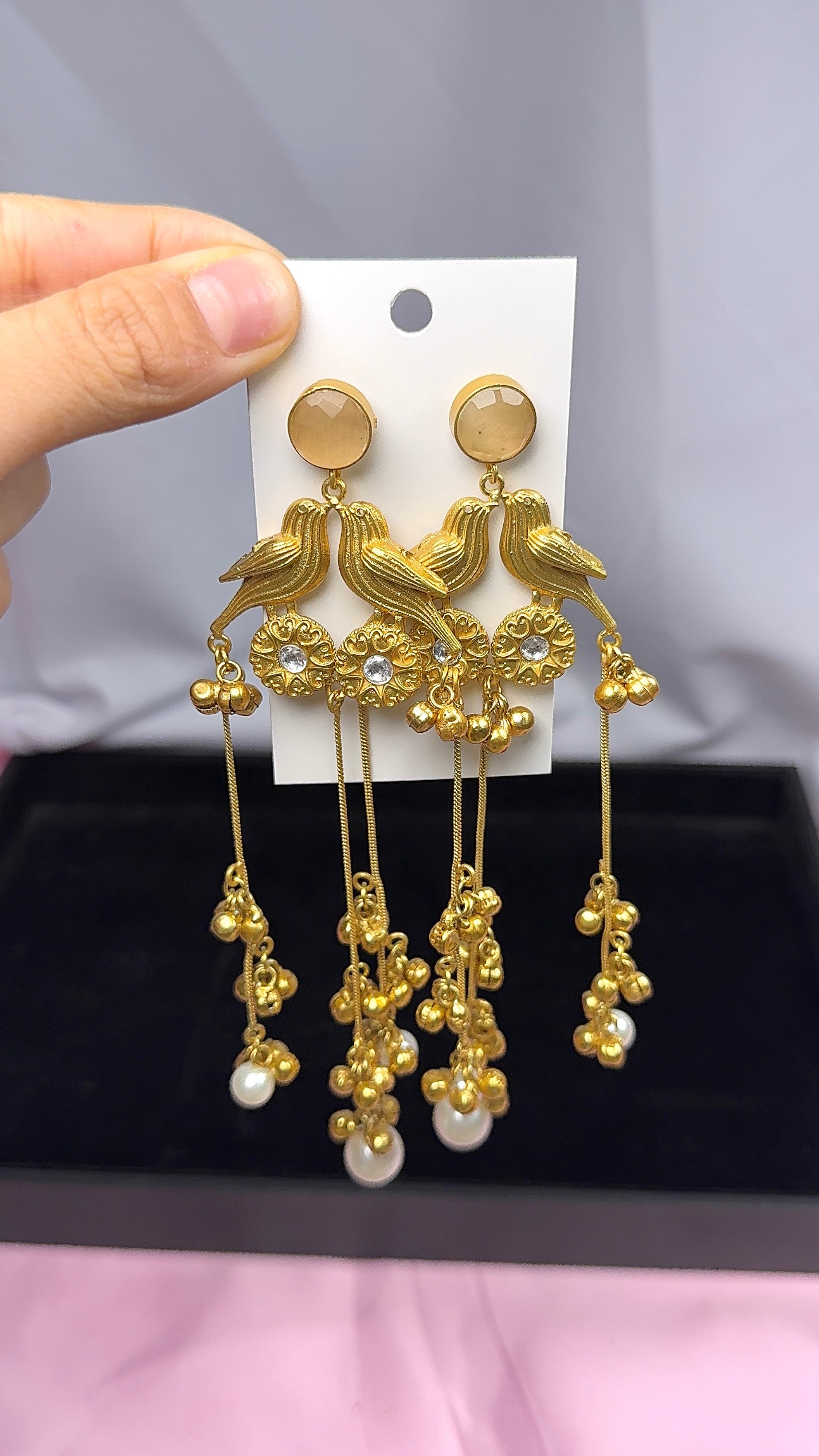 Abeer Kashmiri Earrings-Peach