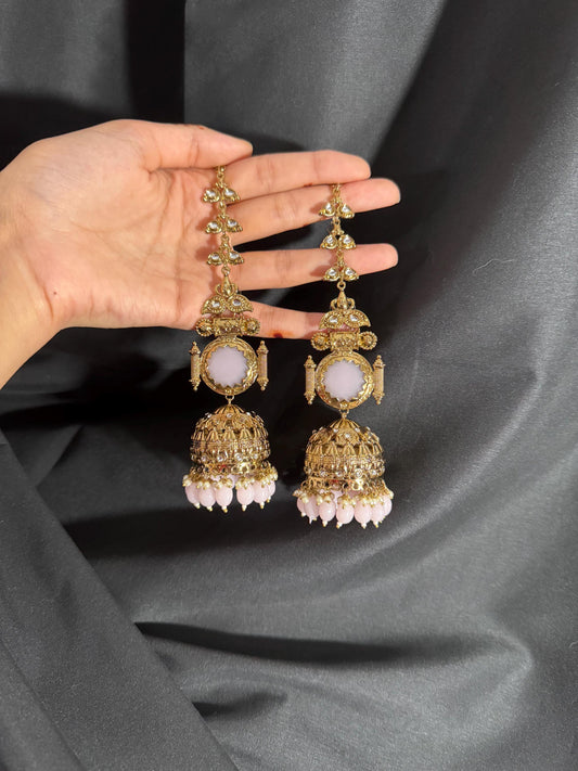 Bollywood Style Jhumka Earrings, Indian Gold Plated Hoop Earrings, Statement Ethnic Jewelry, Festive Earrings, Women's Accessories