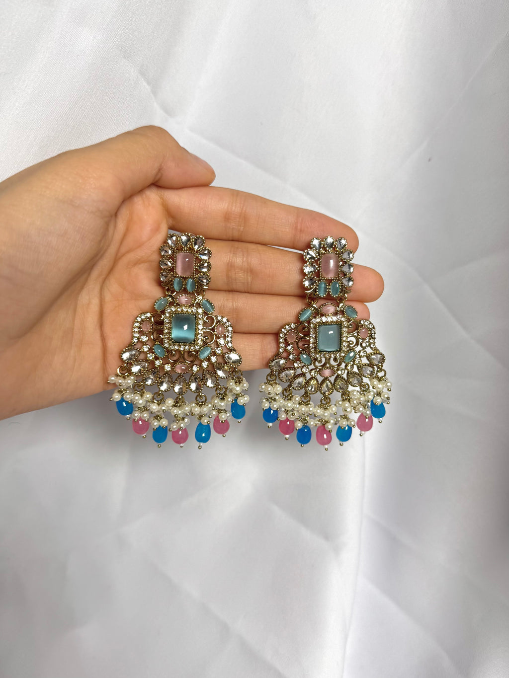 Zeenat Earring-Pink & Blue