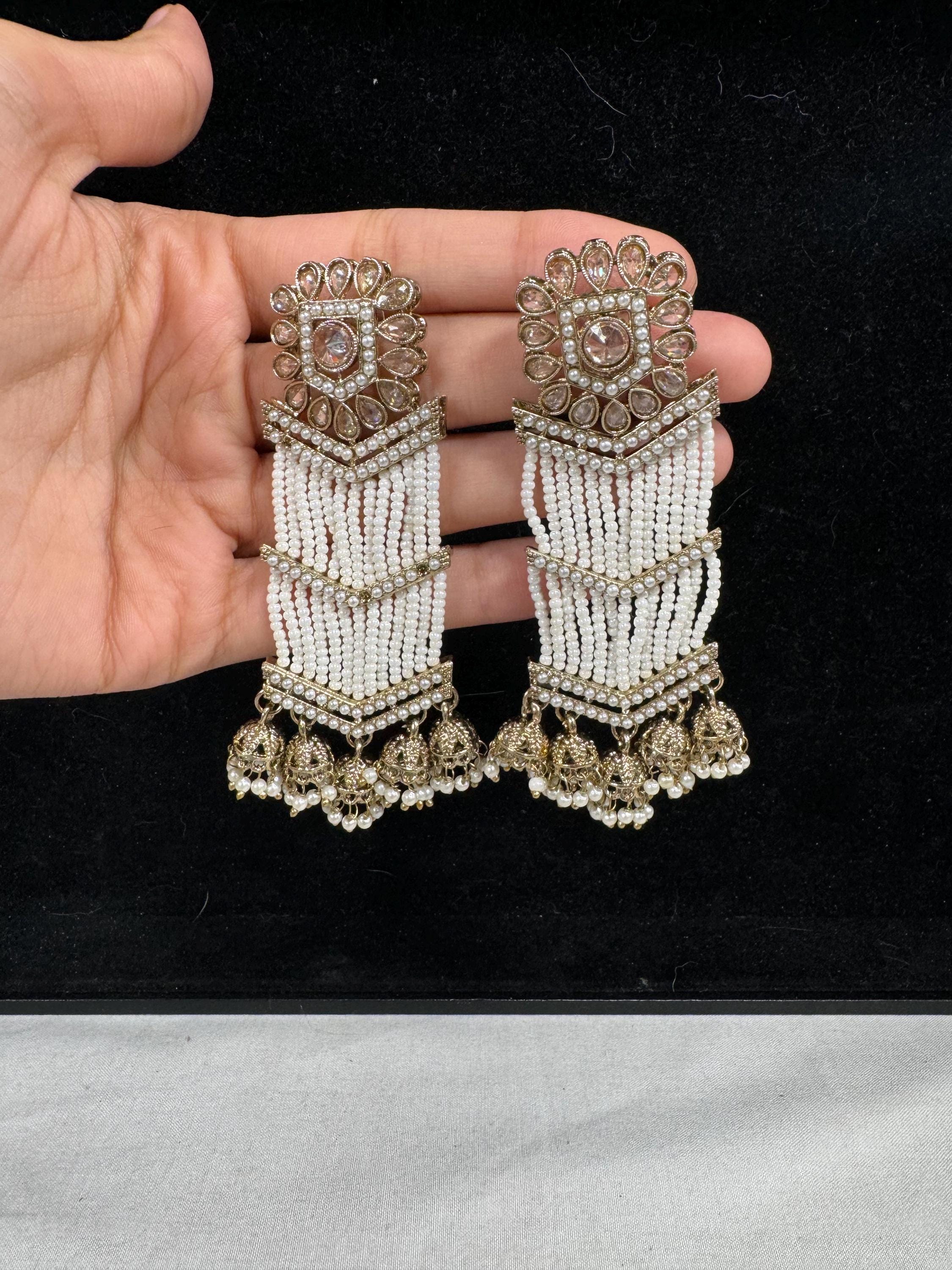 Bollywood Style Jhumka Earrings, Indian Gold Plated Hoop Earrings, Statement Ethnic Jewelry, Festive Earrings, Women's Accessories