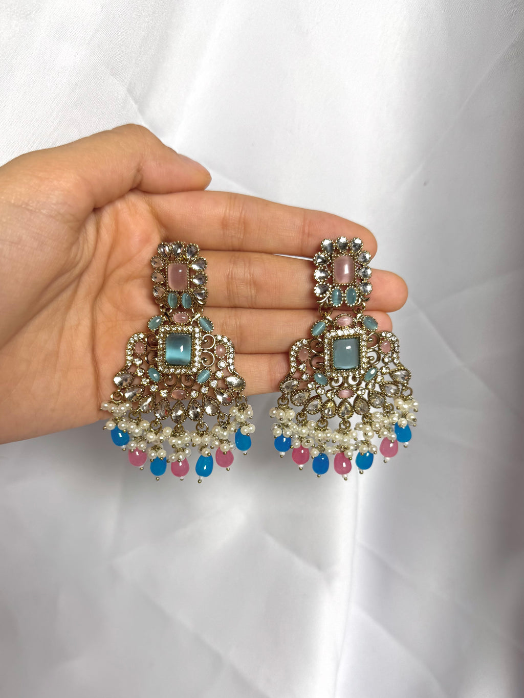 Zeenat Earring-Pink & Blue