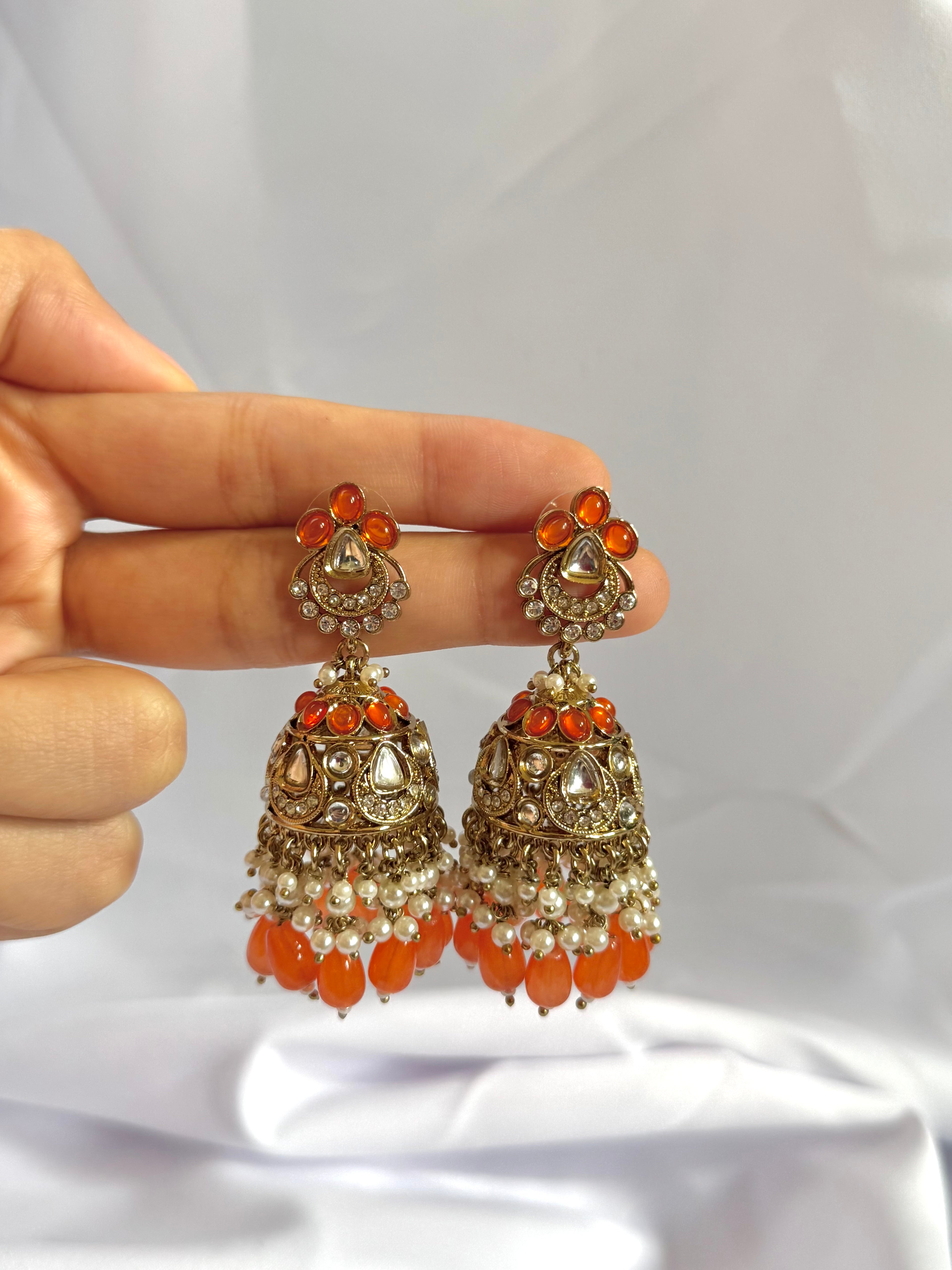 Anaya Jhumkas-Orange