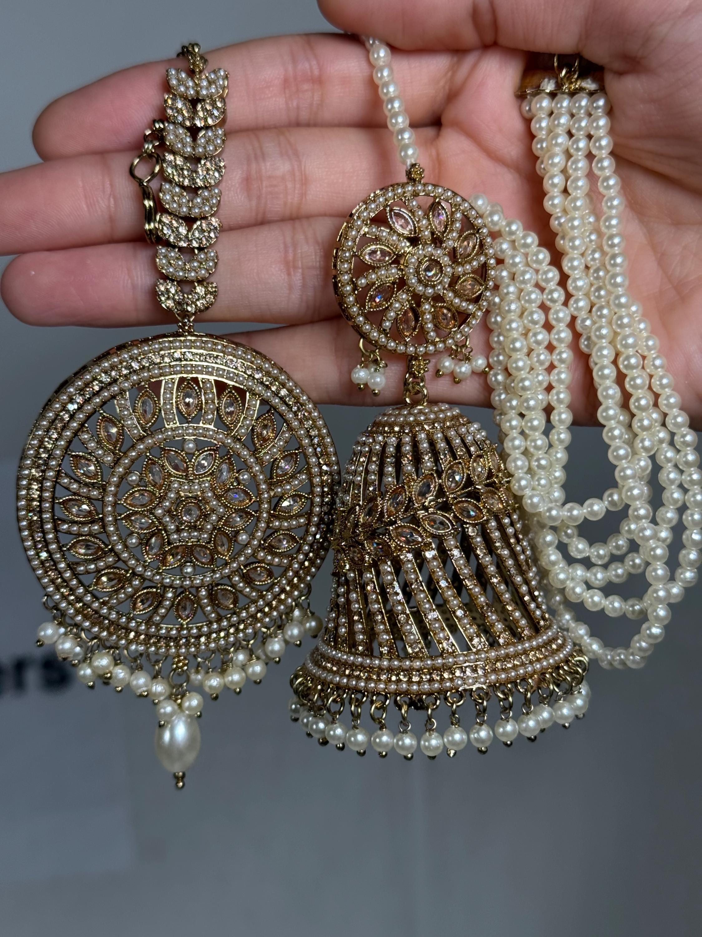 Kundan Indian Jhumka Earrings, Pearl Beaded Ethnic Earrings, Traditional Dangle Earrings, Wedding Jewelry, Bridal Accessories