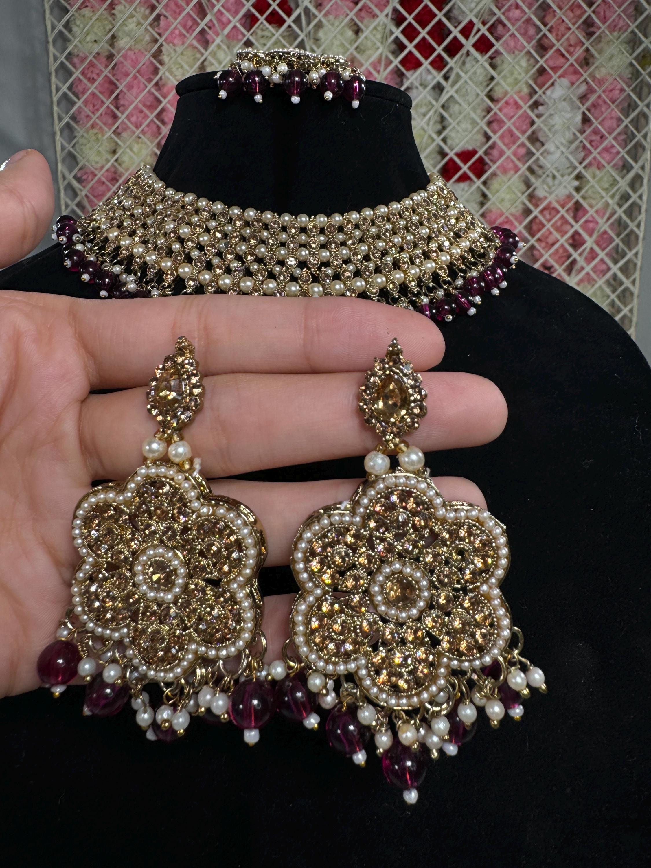 Indian jewlery set/Necklace Set/  Choker/ Bollywood Jewelry/ Indian jewelry/ Pakistani necklace/ punjabi necklace/bridal/