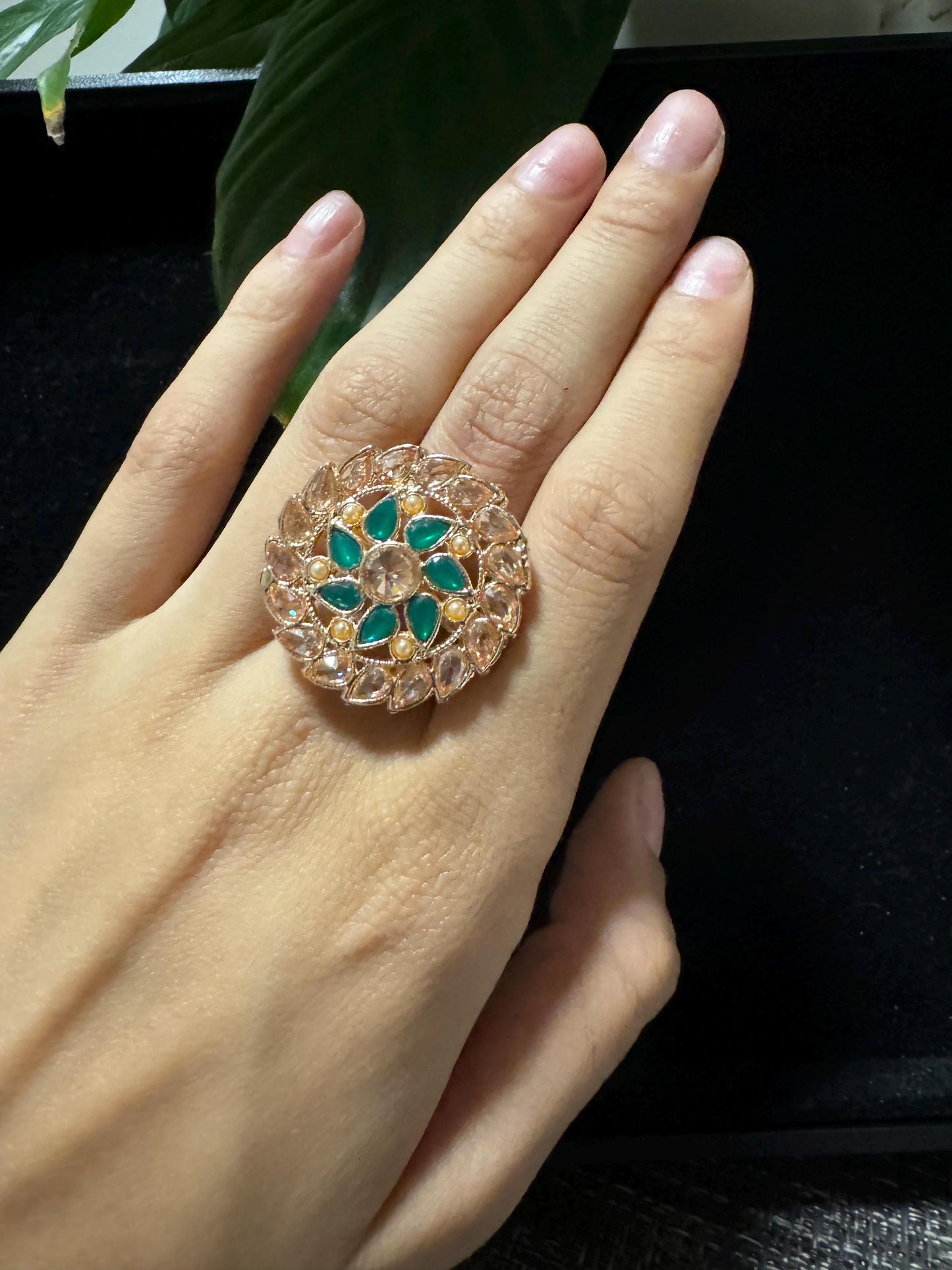Bollywood Style Ring , Indian Gold Plated ring, Statement Ethnic Jewelry, Festive rings , Women's Accessories, Adjustable Ring, desi ring,