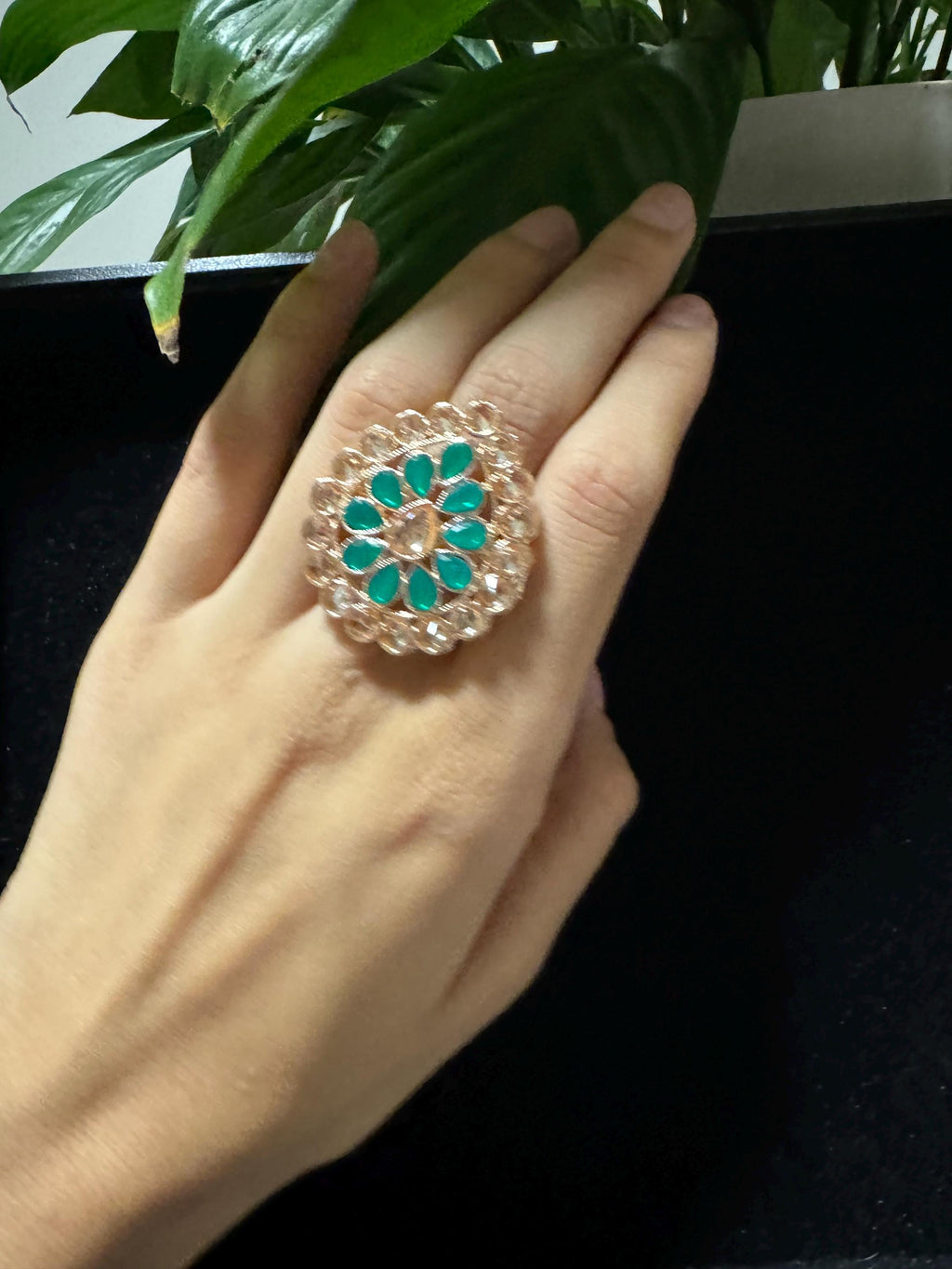 Bollywood Style Ring , Indian Gold Plated ring, Statement Ethnic Jewelry, Festive rings , Women's Accessories, Adjustable Ring, desi ring,