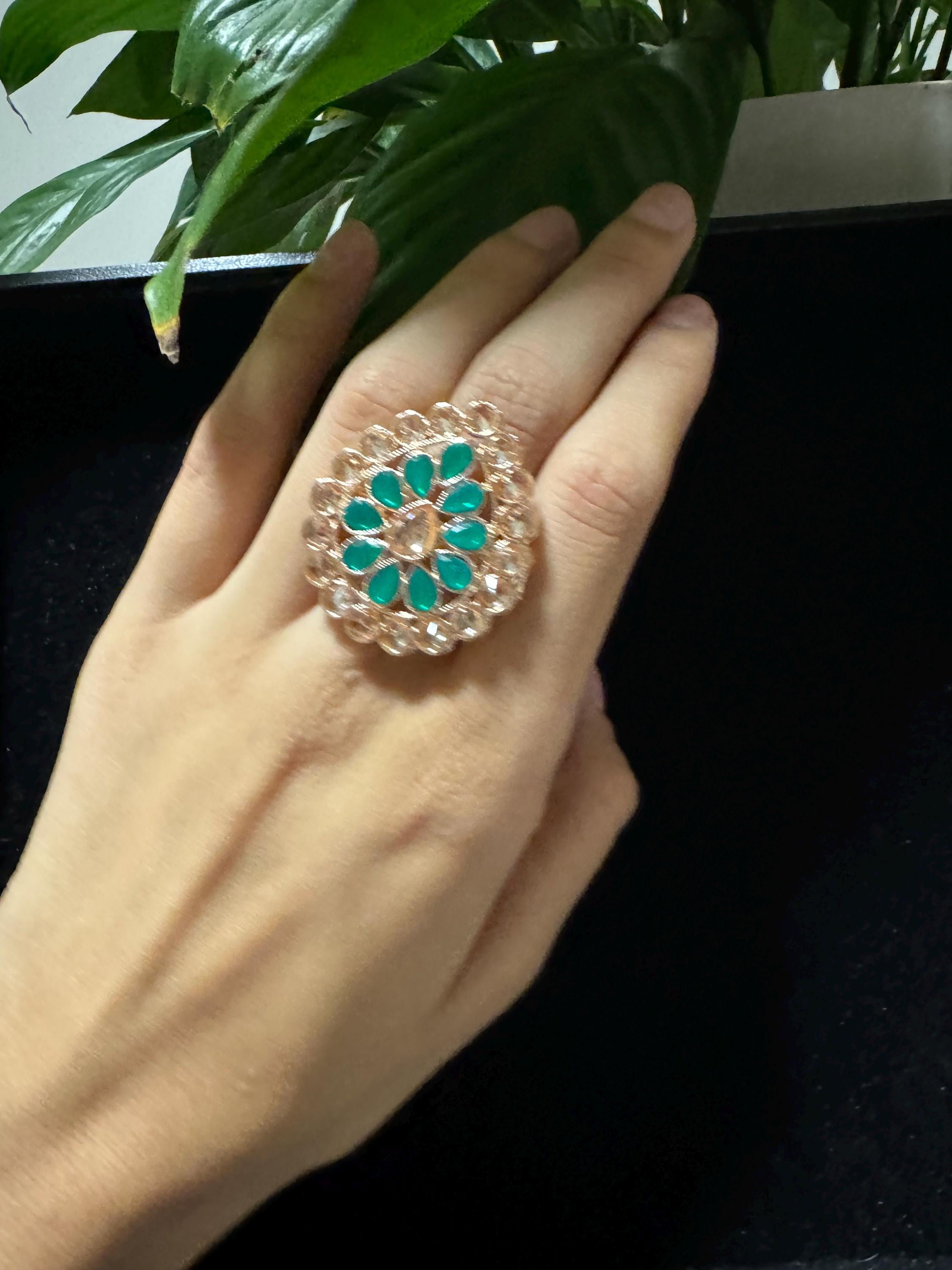 Bollywood Style Ring , Indian Gold Plated ring, Statement Ethnic Jewelry, Festive rings , Women's Accessories, Adjustable Ring, desi ring,