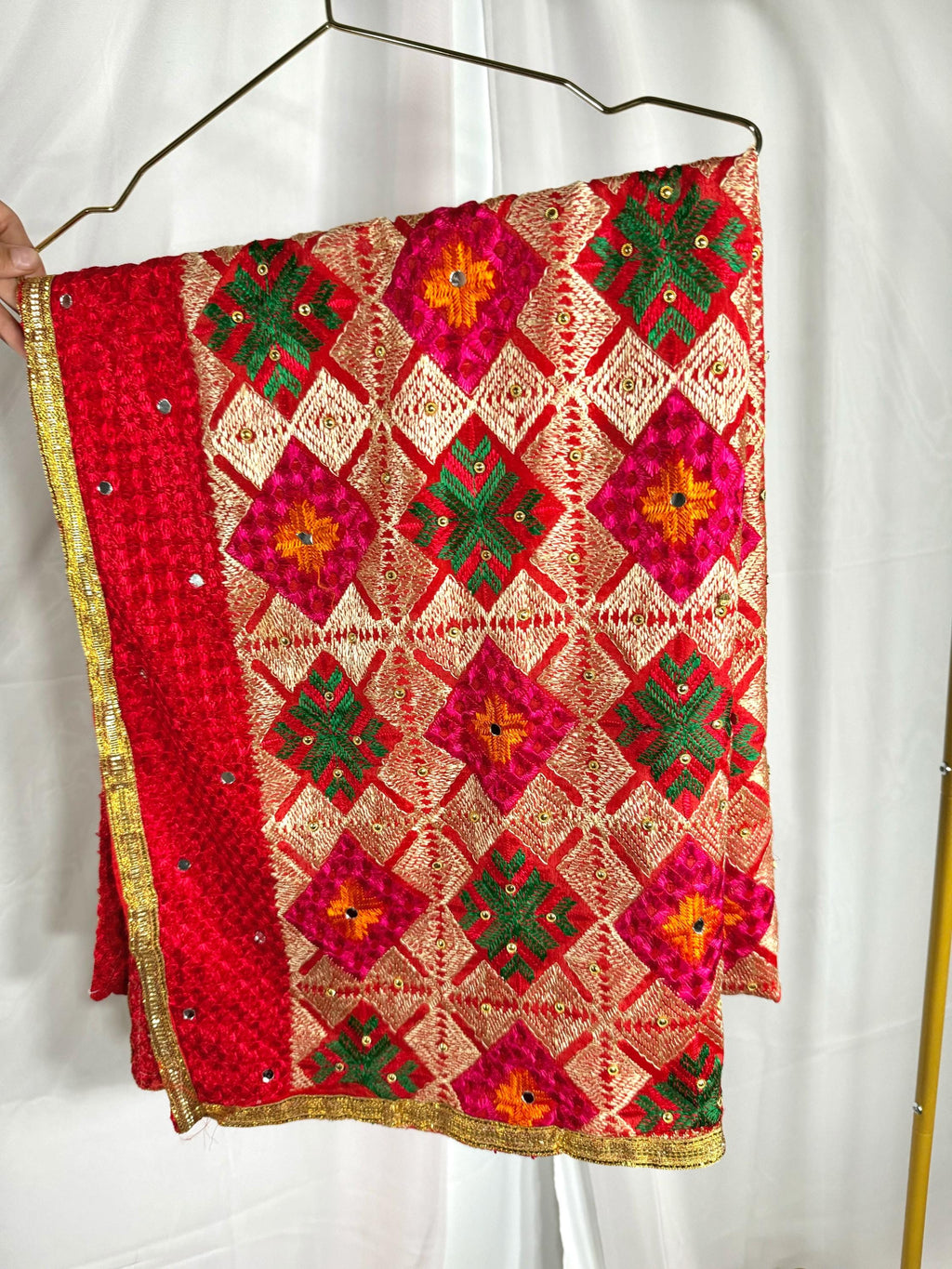 Punjabi ludhiana Heavy Dupatta Pink Multicolor, Indian clothes, Pakistani clothes, Chunni, Punjabi, afghani,