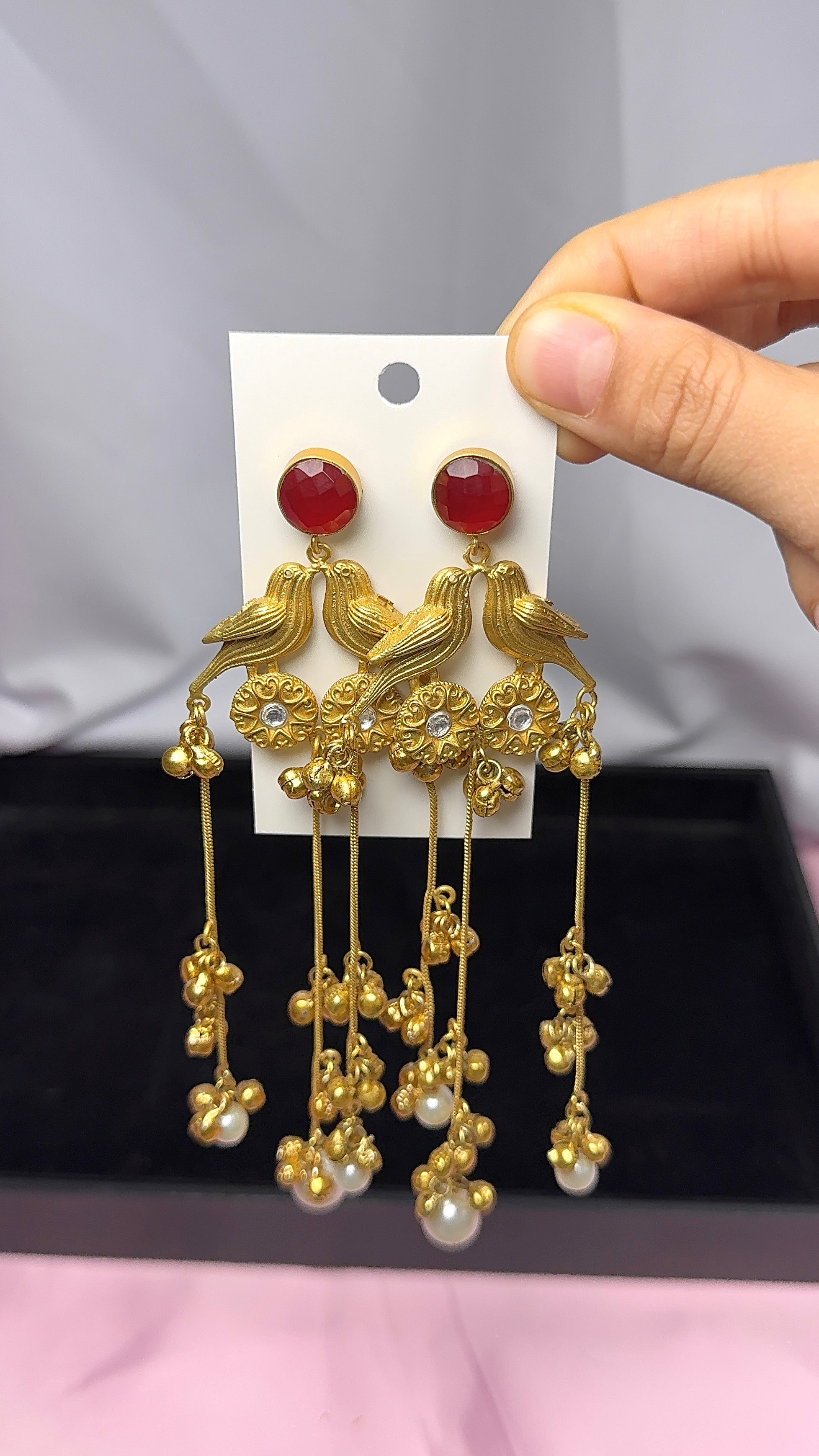 Abeer Kashmiri Earrings-Red