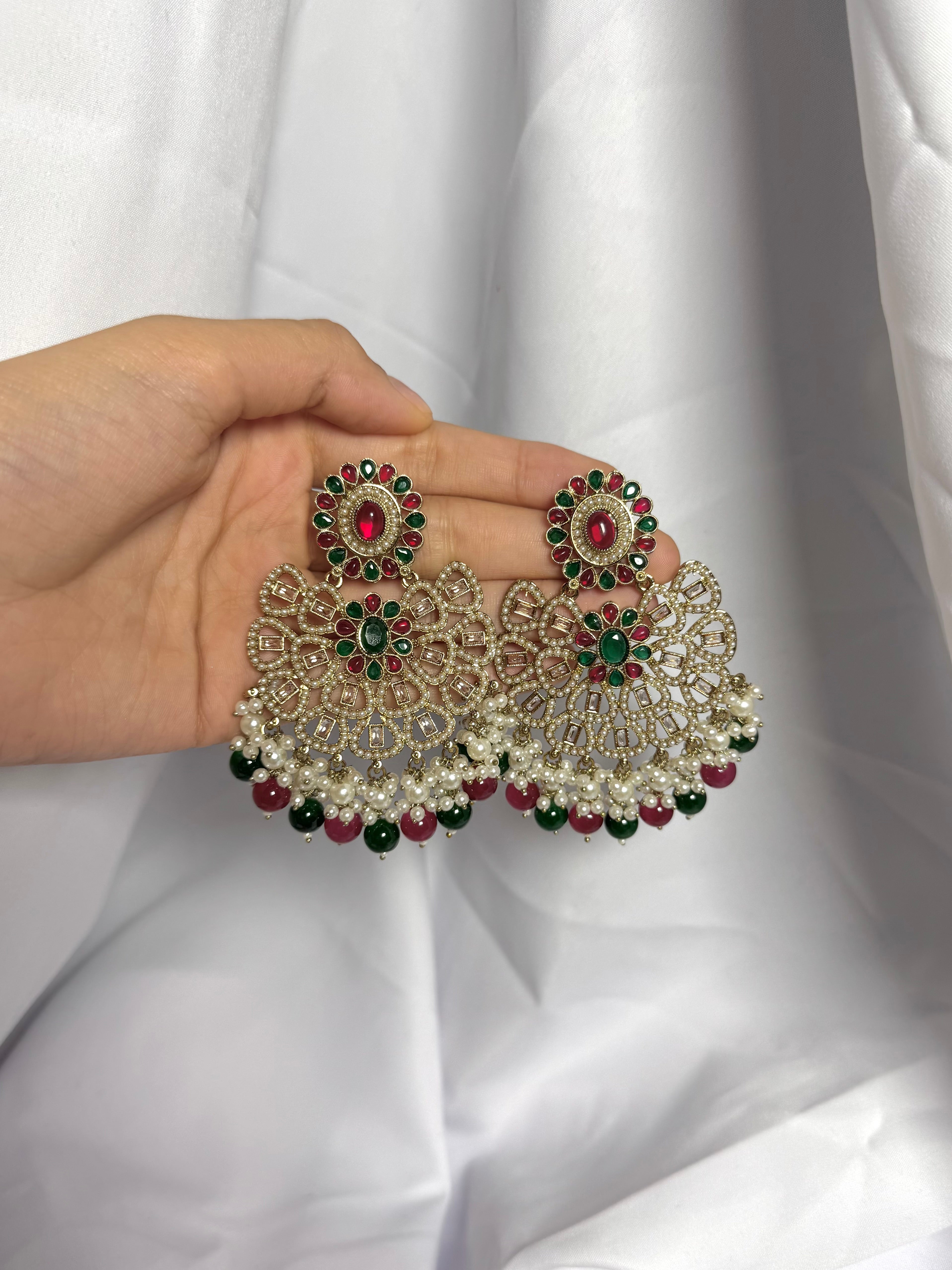 Samaira Earrings- Red & Green