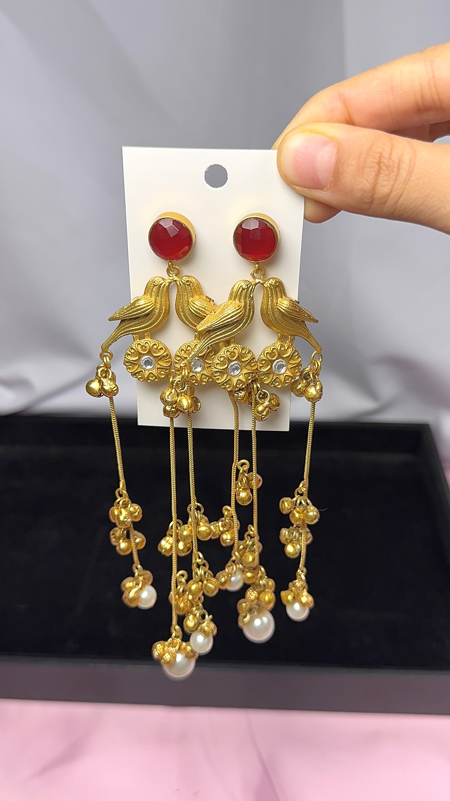 Abeer Kashmiri Earrings-Red