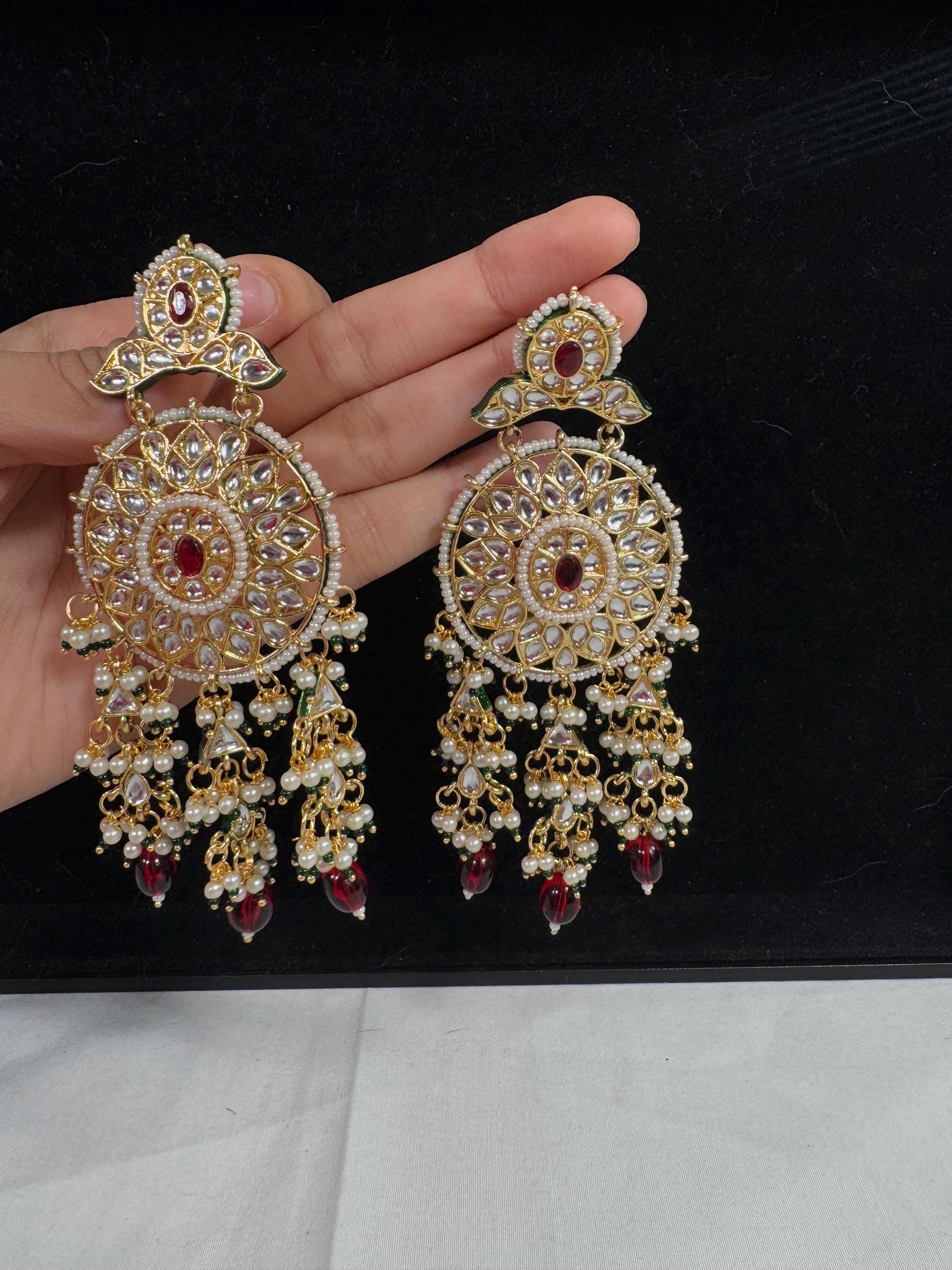 Bollywood Style Jhumka Earrings, Indian Gold Plated Hoop Earrings, Statement Ethnic Jewelry, Festive Earrings, Women's Accessories