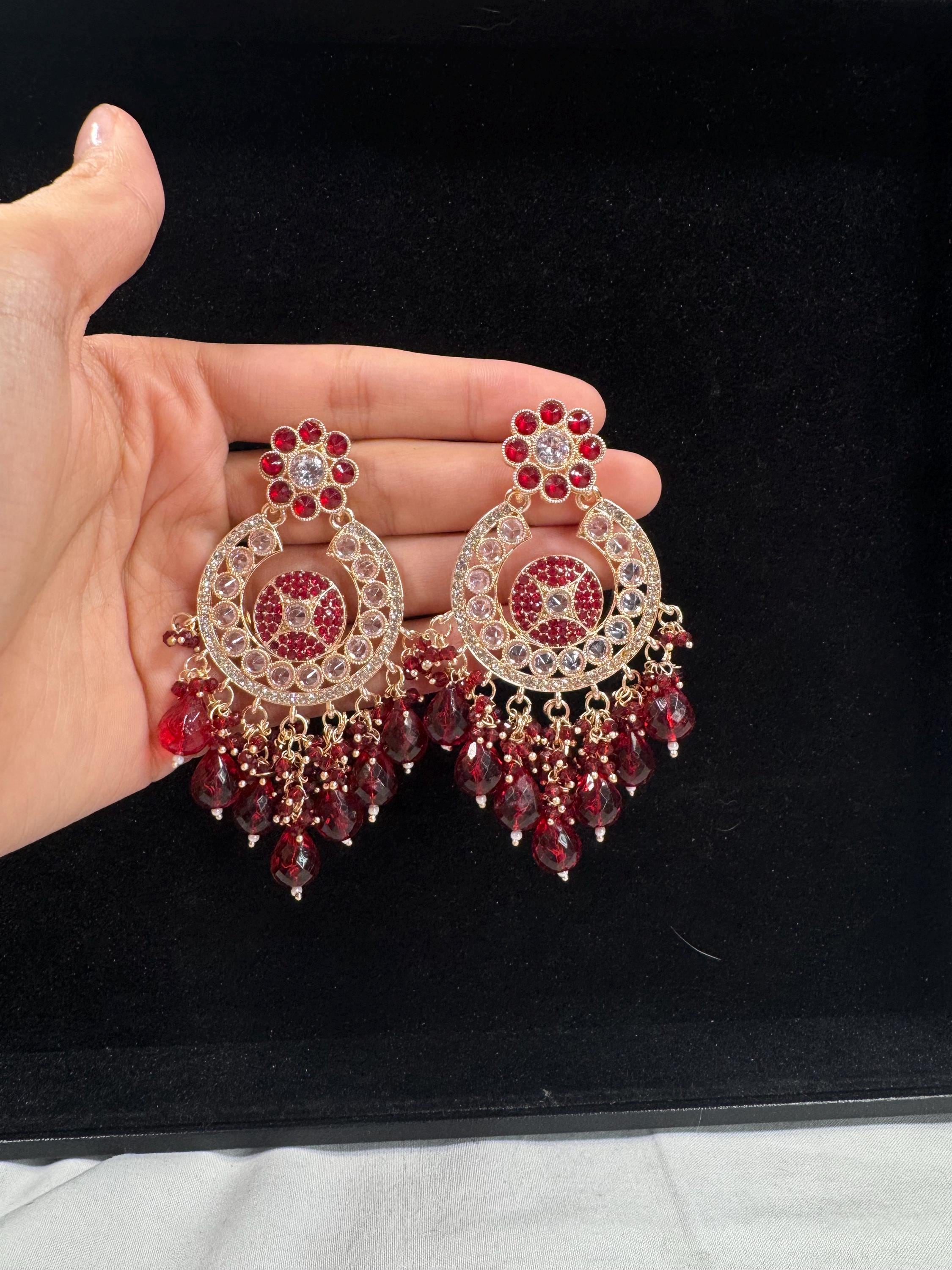 Bollywood Style Jhumka Earrings, Indian Gold Plated Hoop Earrings, Statement Ethnic Jewelry, Festive Earrings, Women's Accessories