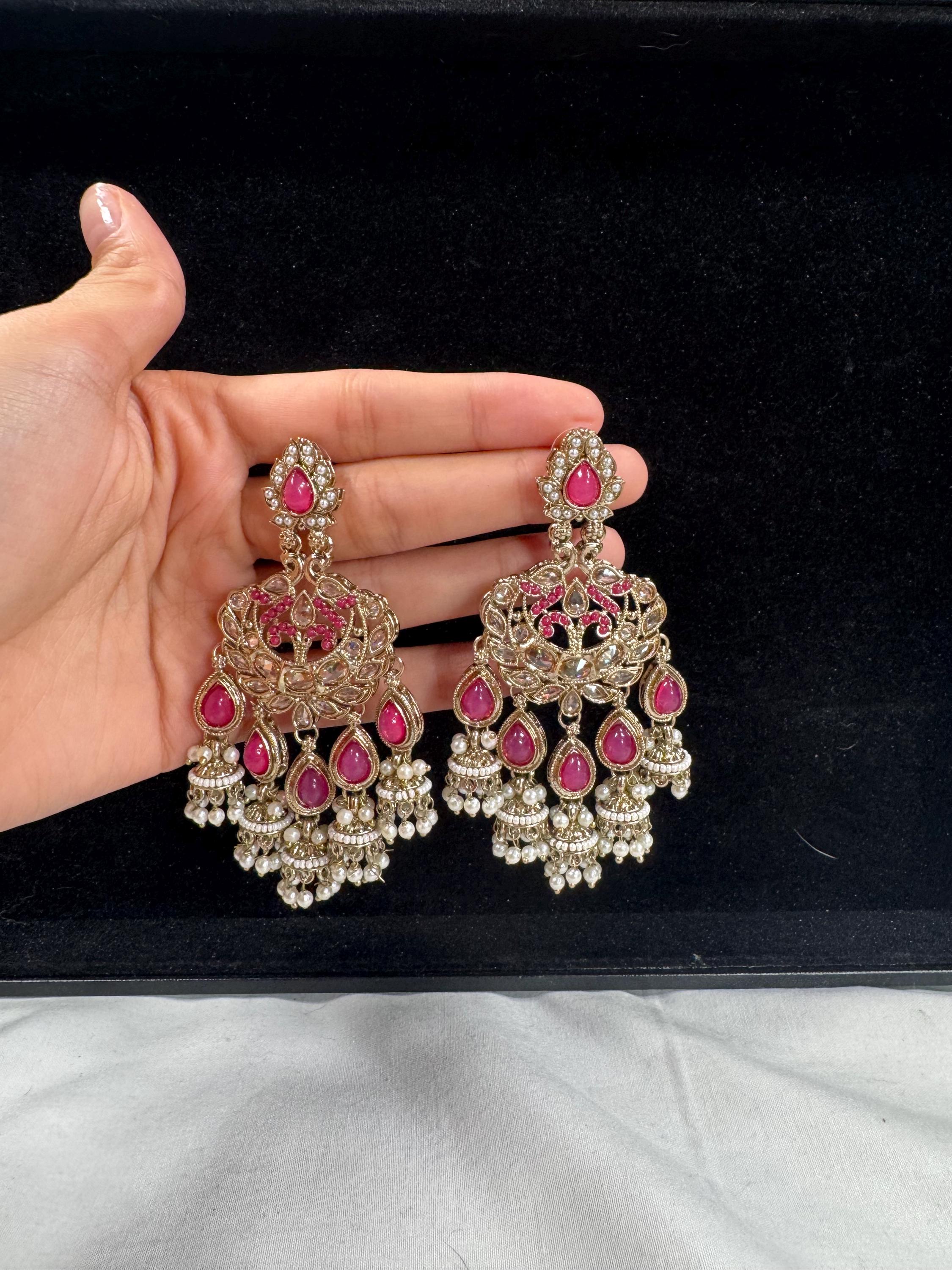 Bollywood Style Jhumka Earrings, Indian Gold Plated Hoop Earrings, Statement Ethnic Jewelry, Festive Earrings, Women's Accessories