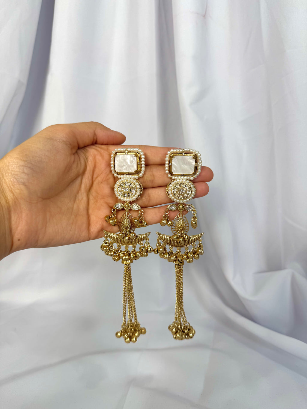 Ziya Kashmiri Earrings-White
