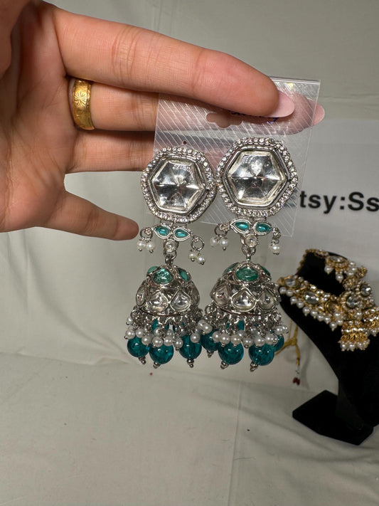 Bollywood Style Jhumka Earrings, Indian Gold Plated Hoop Earrings, Statement Ethnic Jewelry, Festive Earrings, Women's Accessories