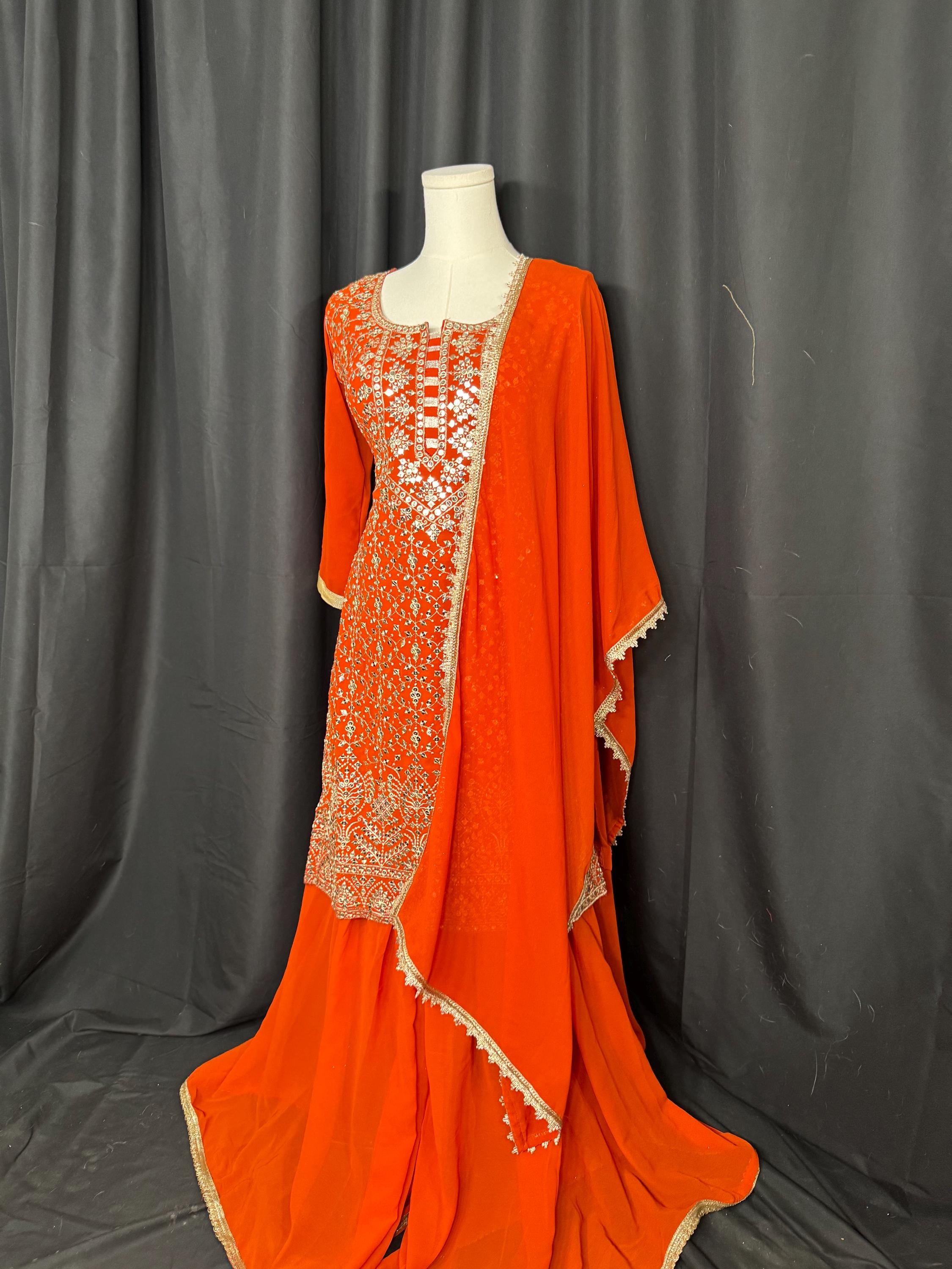 Punjabi Sharrara For Women Indian Designer, Pakistani suit, lehengha, sharara, desi clothe,Wear Chaniya Choli bollywood Style Indian outfits