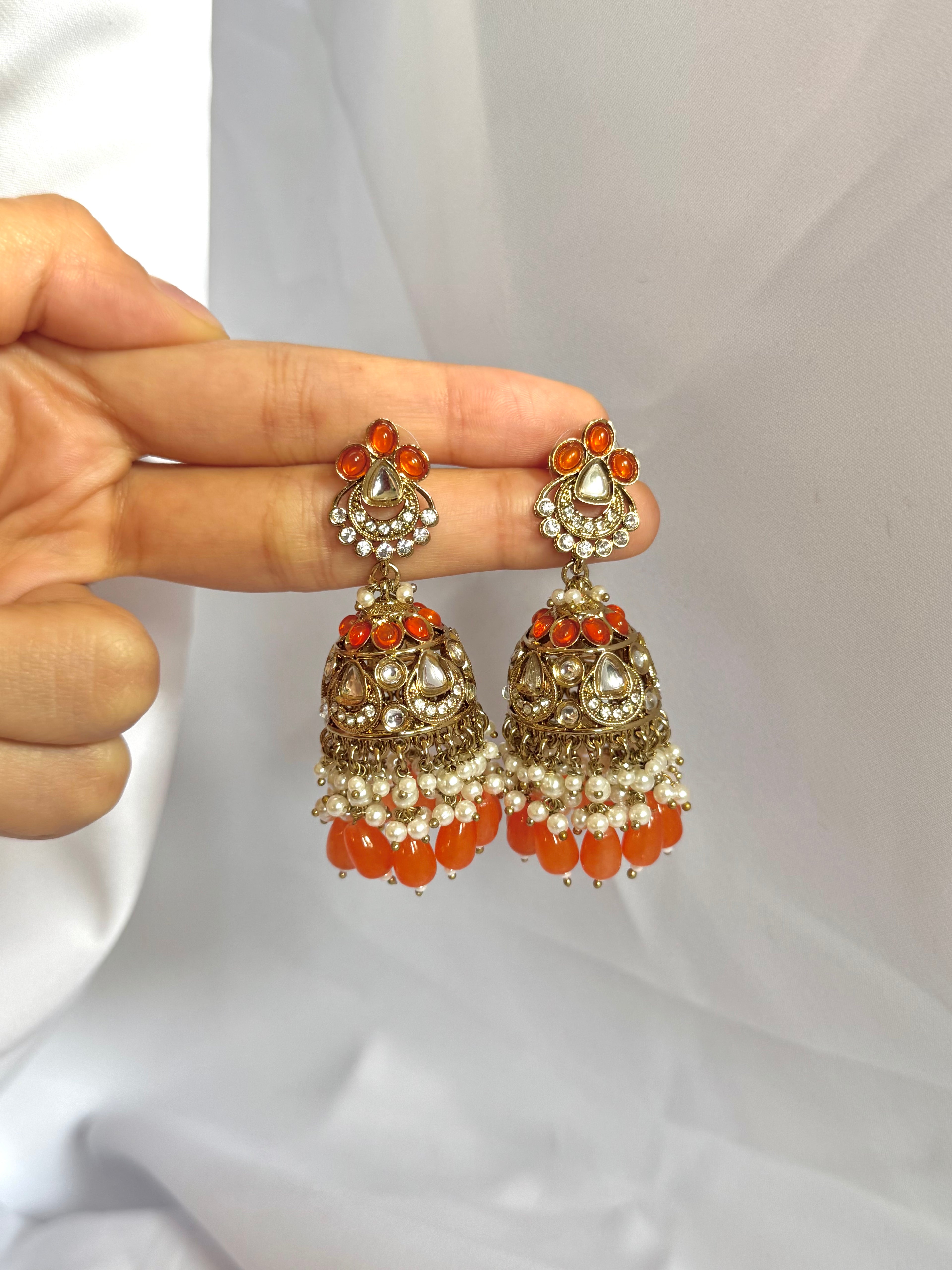 Anaya Jhumkas-Orange