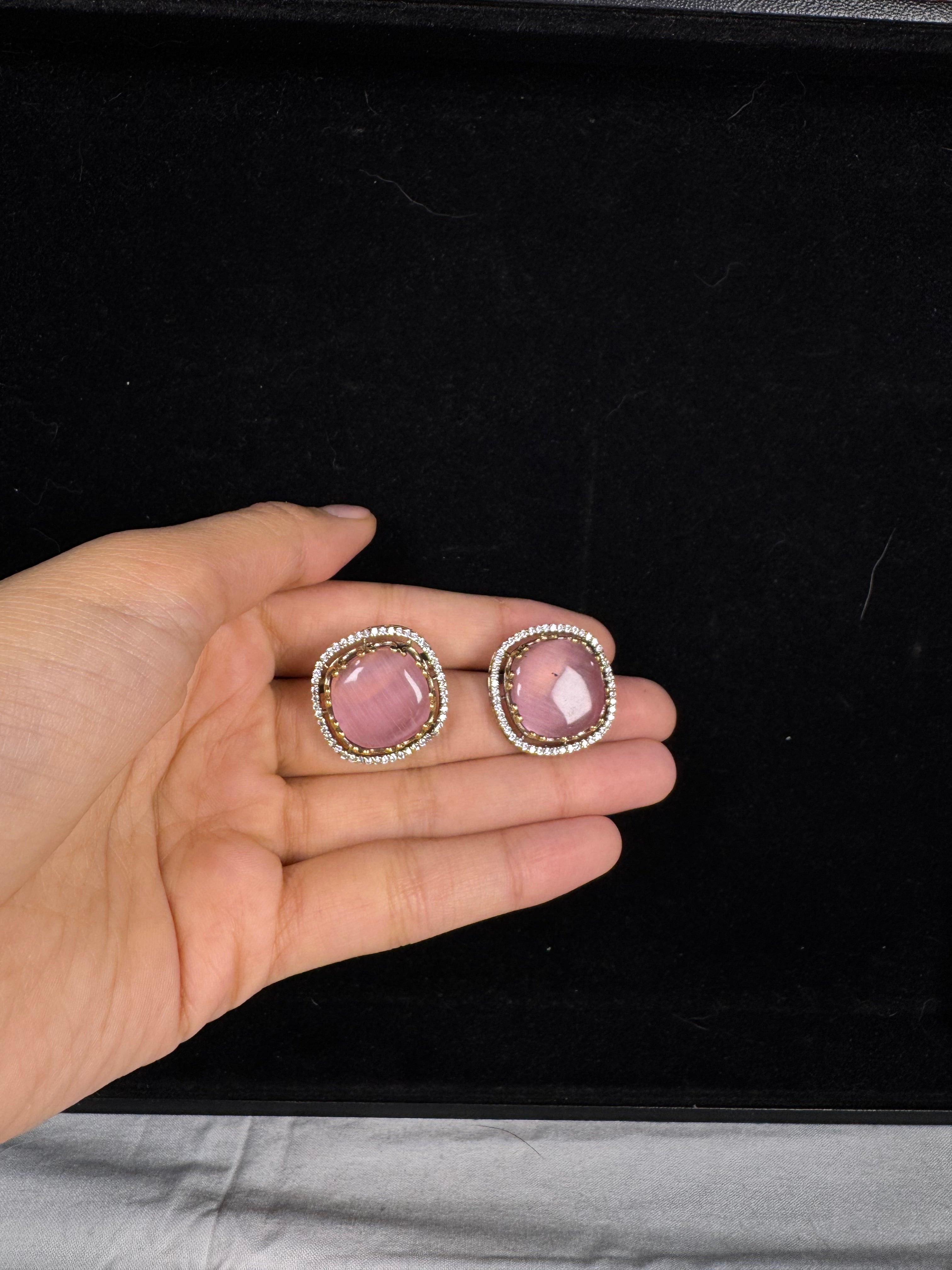 Sia Stud Earrings-Pink