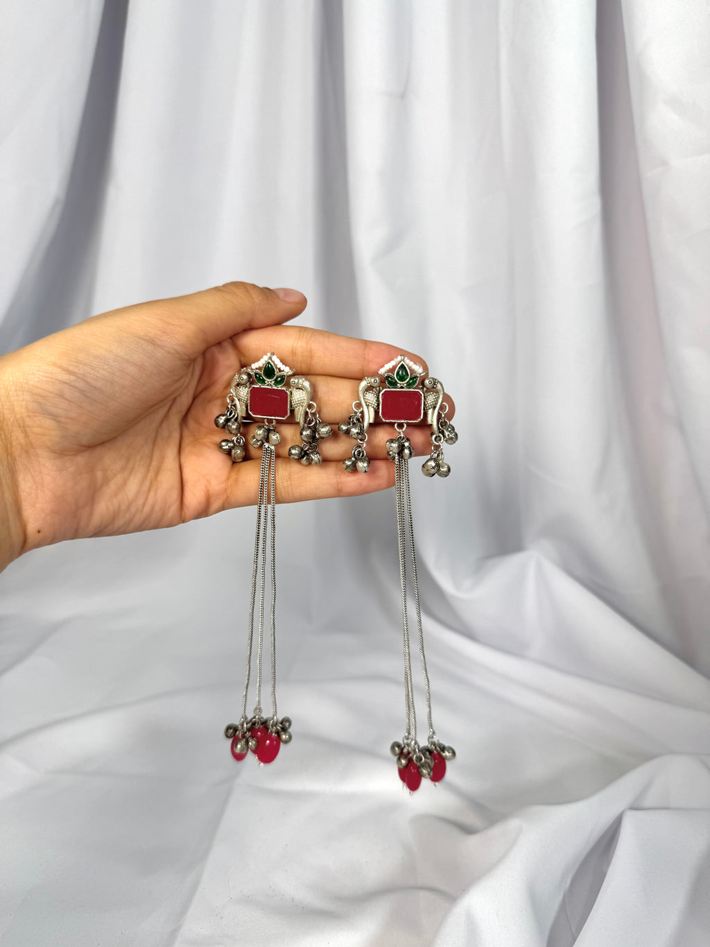 Marish Kashmiri Earrings-Red
