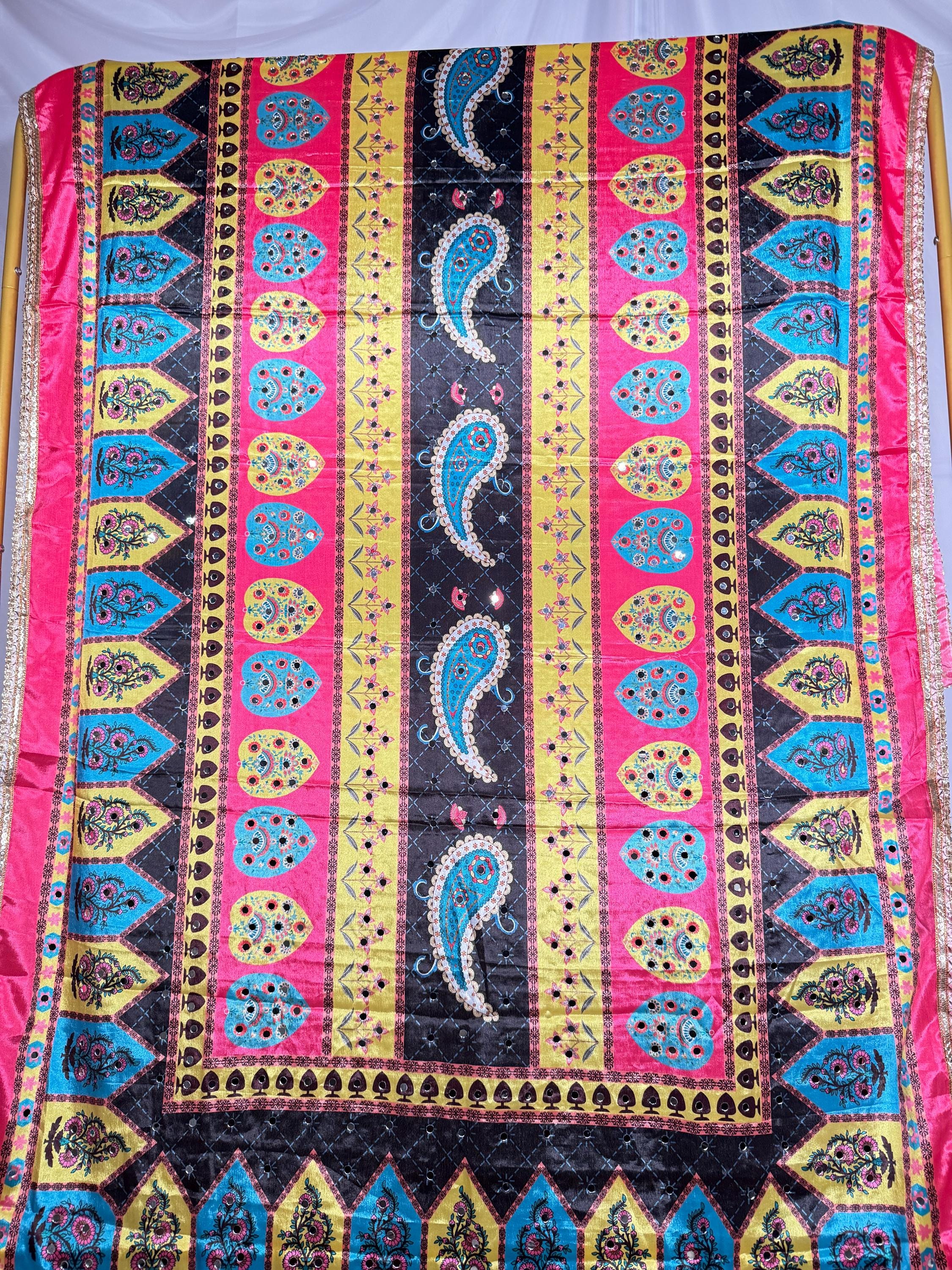 Pakistani Silk Heavy Dupatta Pink Multicolor, Indian clothes, Pakistani clothes, Chunni, Punjabi, afghani,