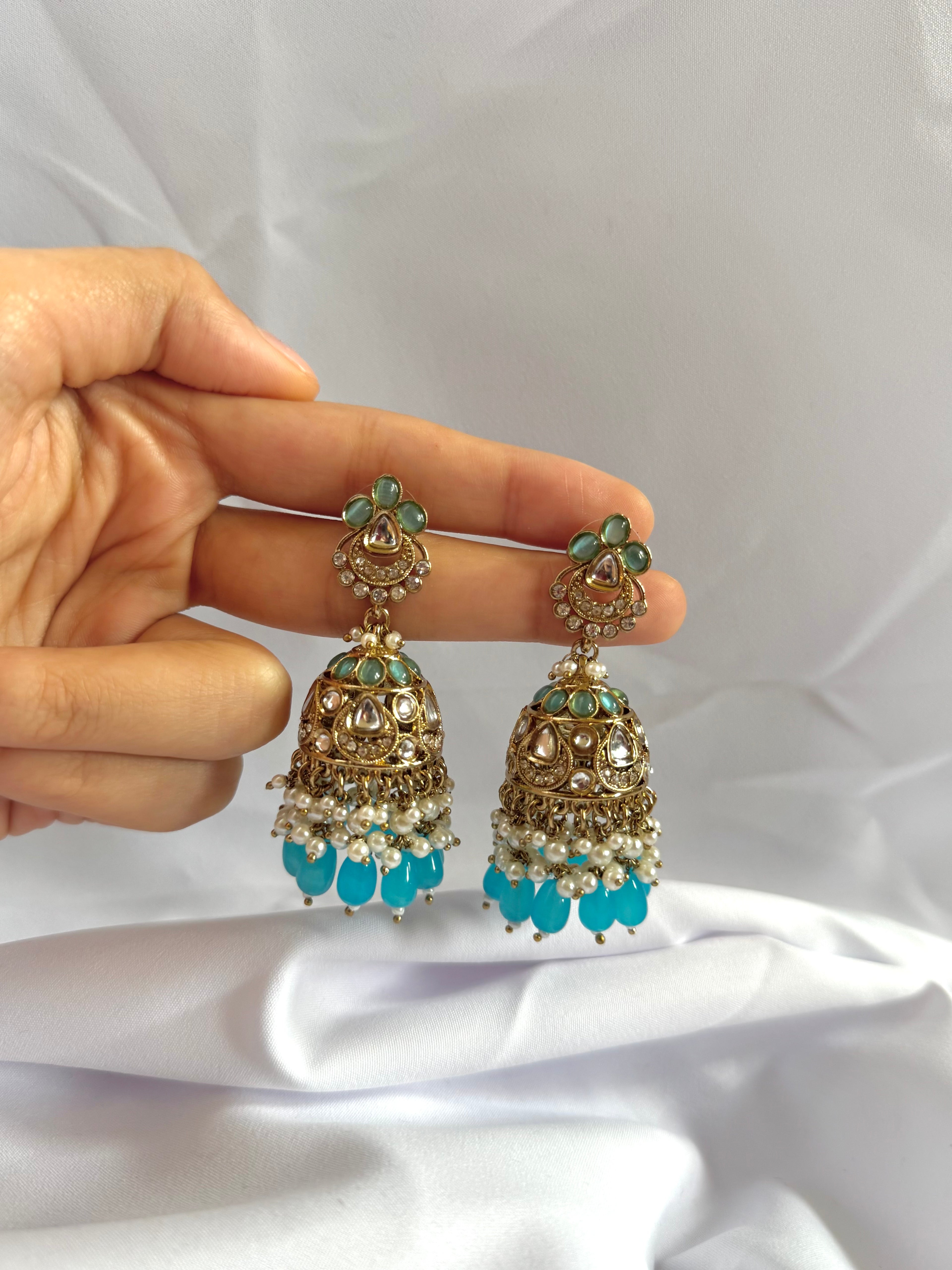 Anaya Jhumkas-Sky Blue