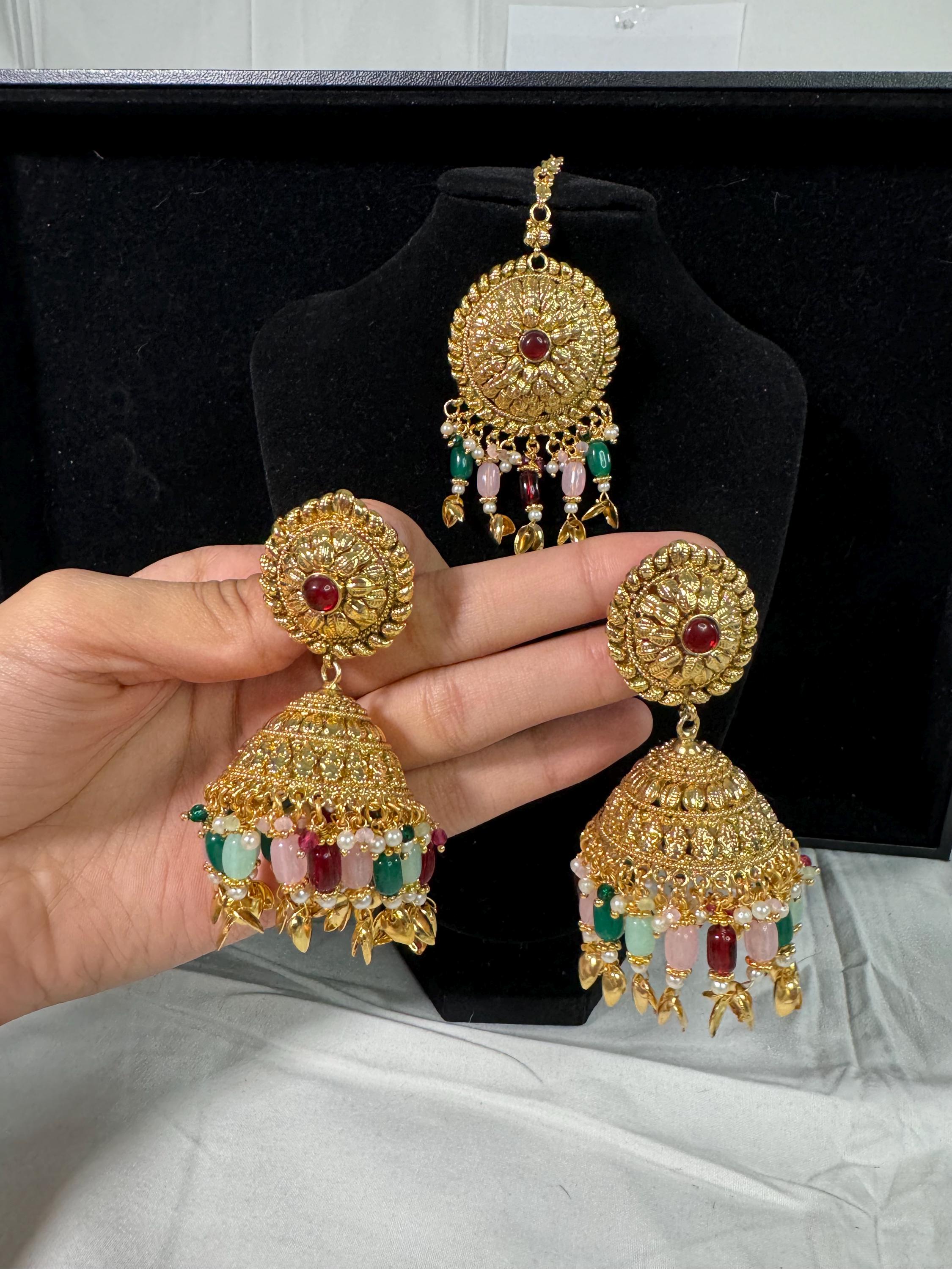 Bollywood Style Jhumka Earrings, Indian Gold Plated Hoop Earrings, Statement Ethnic Jewelry, Festive Earrings, Women's Accessories