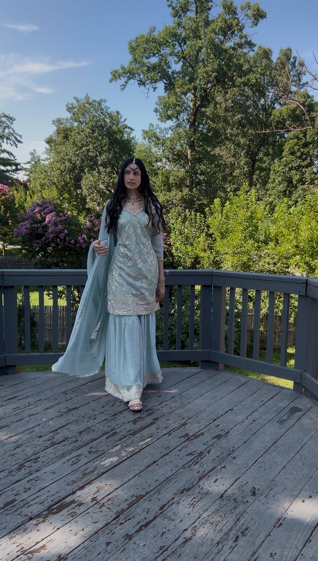 Sky blue Sharara suit