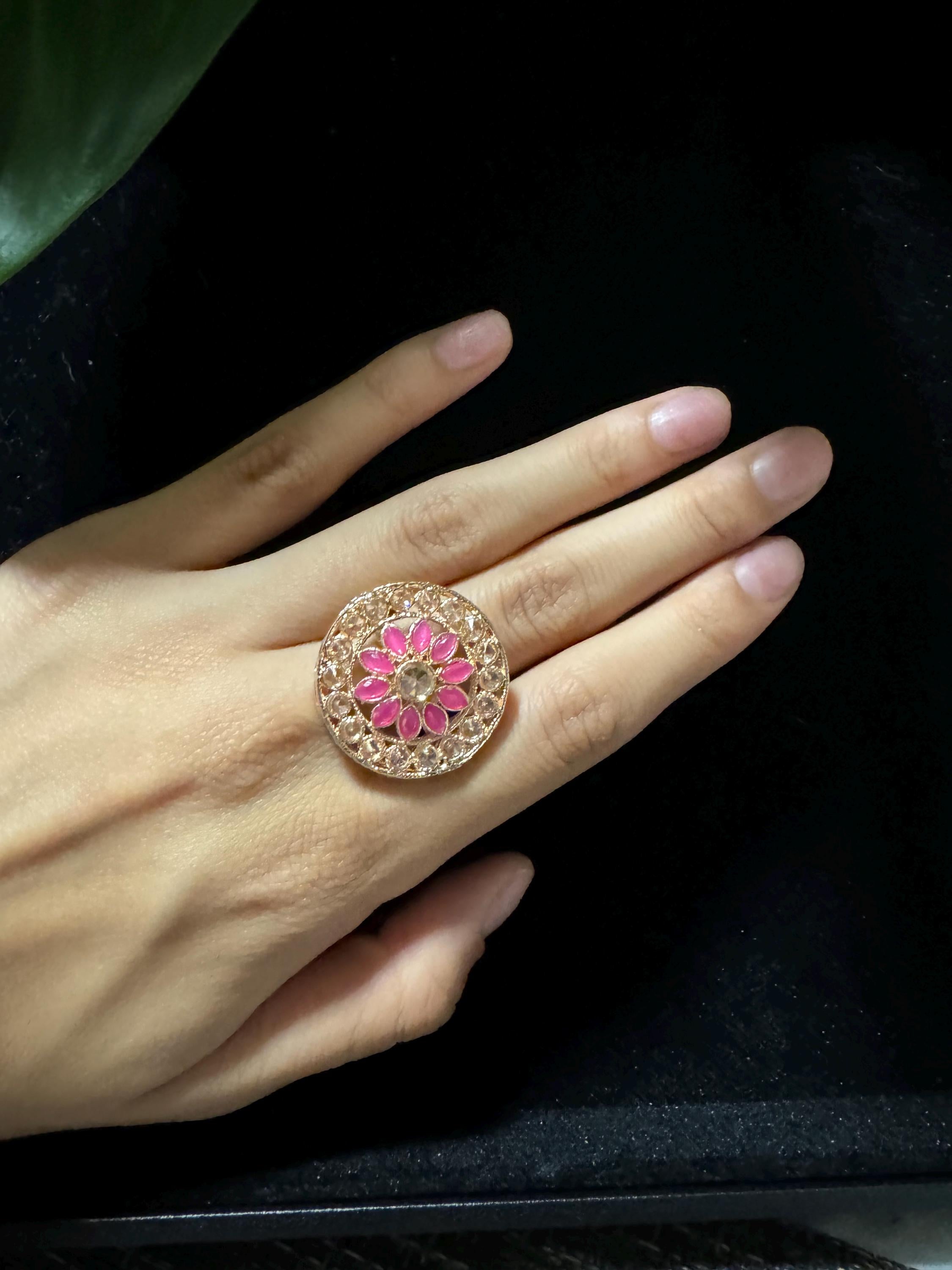 Bollywood Style Ring , Indian Gold Plated ring, Statement Ethnic Jewelry, Festive rings , Women's Accessories, Adjustable Ring, desi ring,