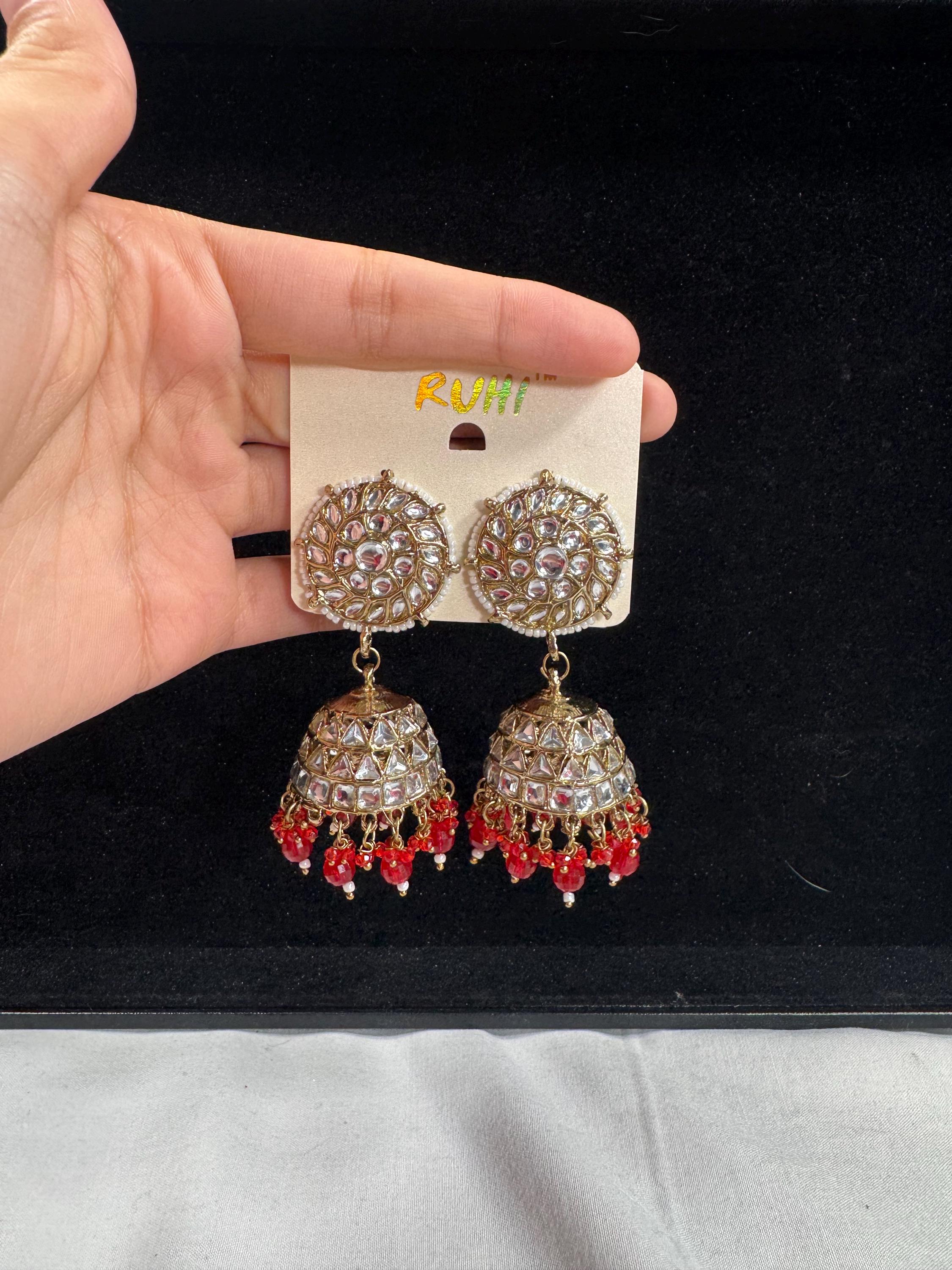 Bollywood Style Jhumka Earrings, Indian Gold Plated Hoop Earrings, Statement Ethnic Jewelry, Festive Earrings, Women's Accessories