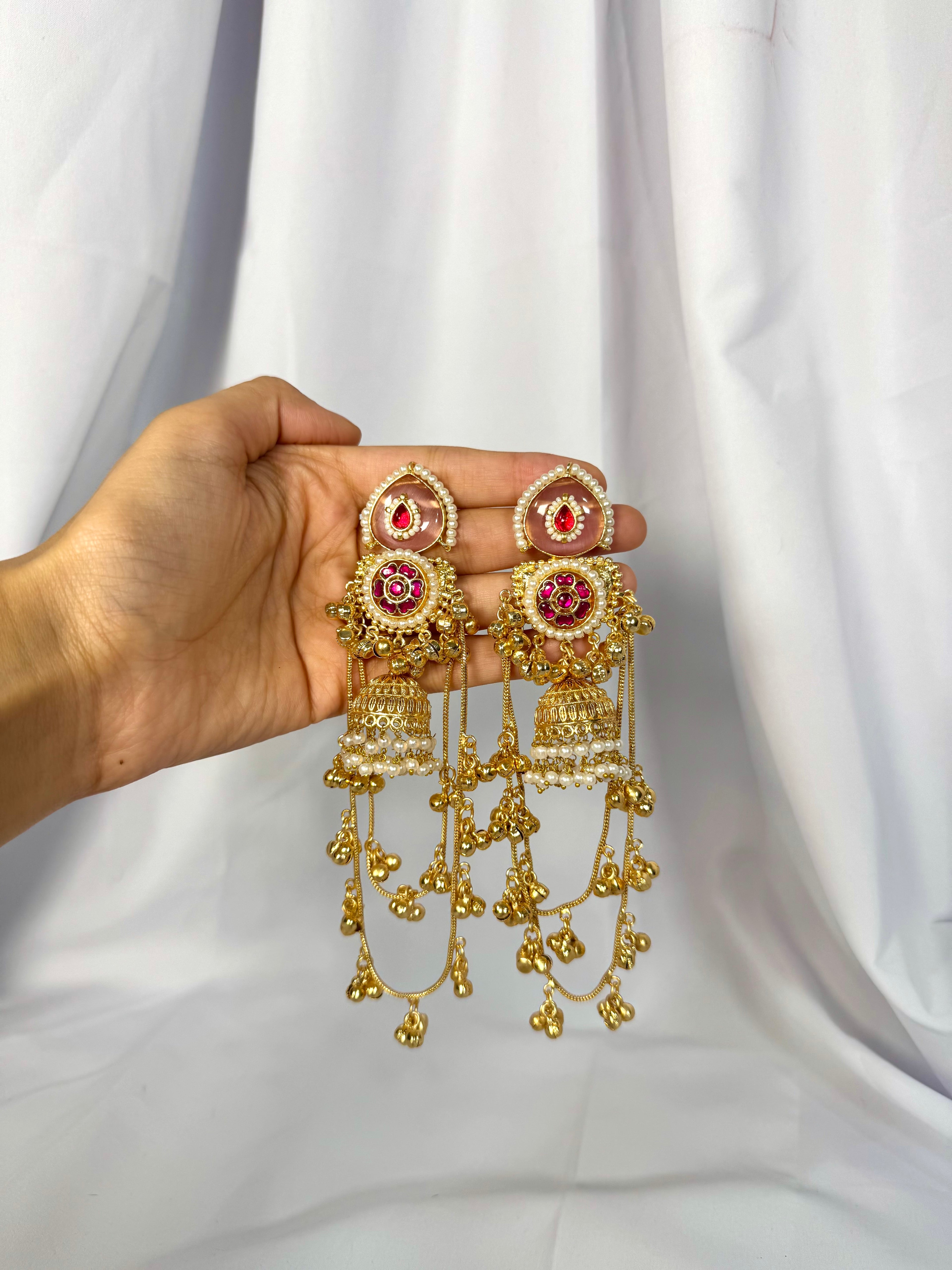 Rahi Kashmiri Earrings-pink