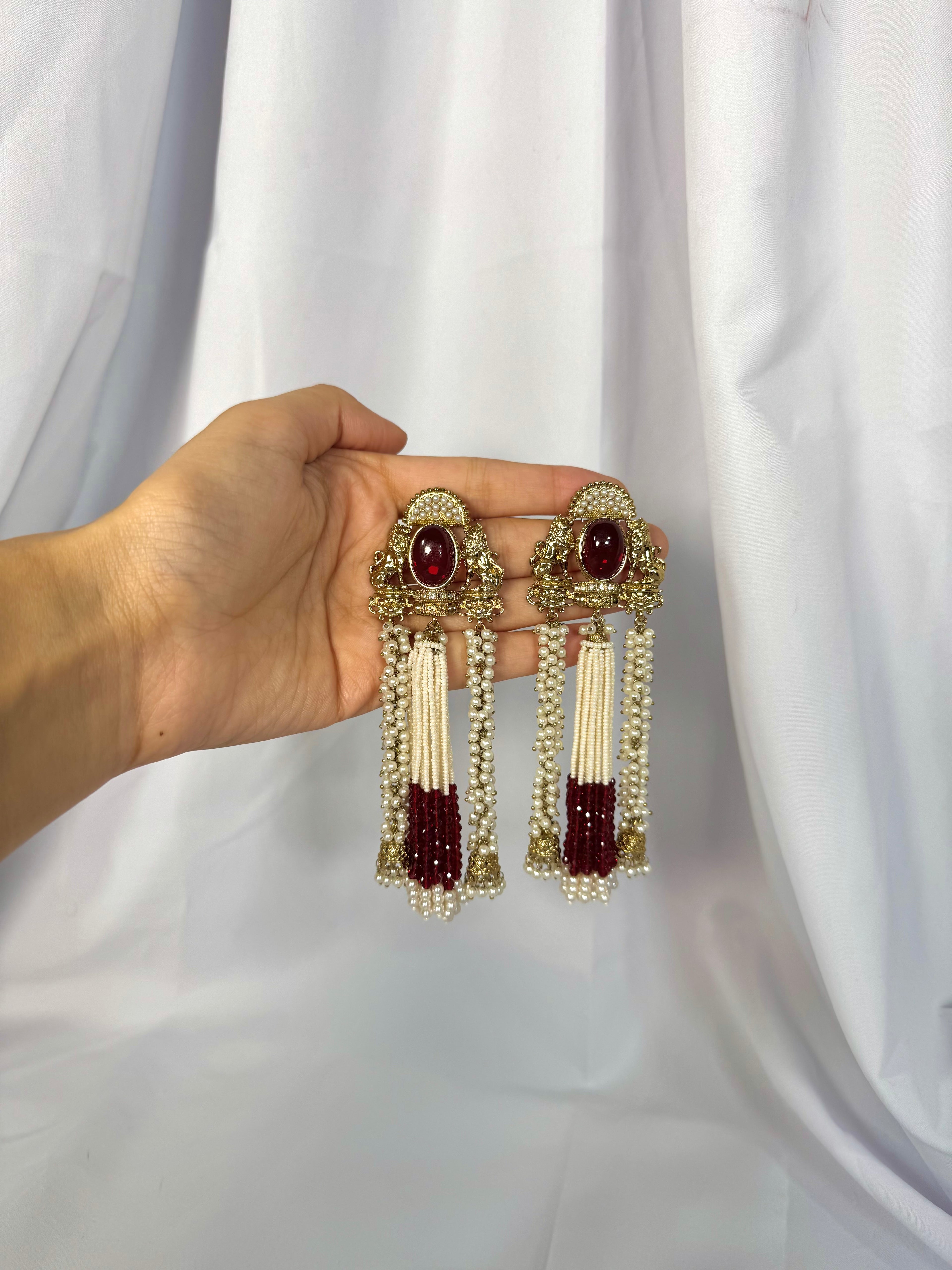 Alya Earrings-Dark Red