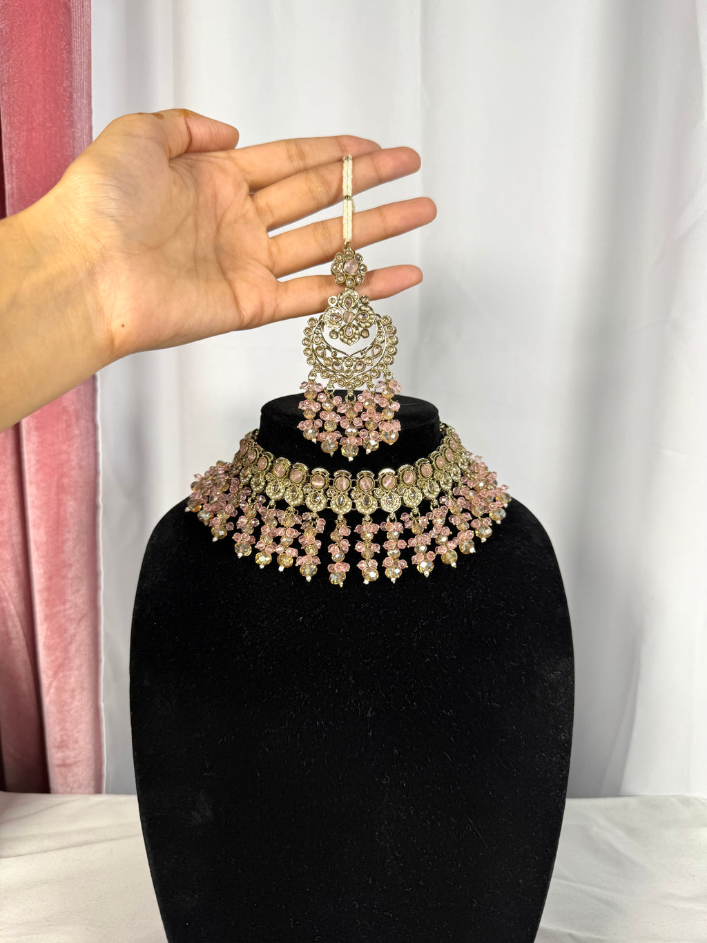Sitara Necklace Set-Pink