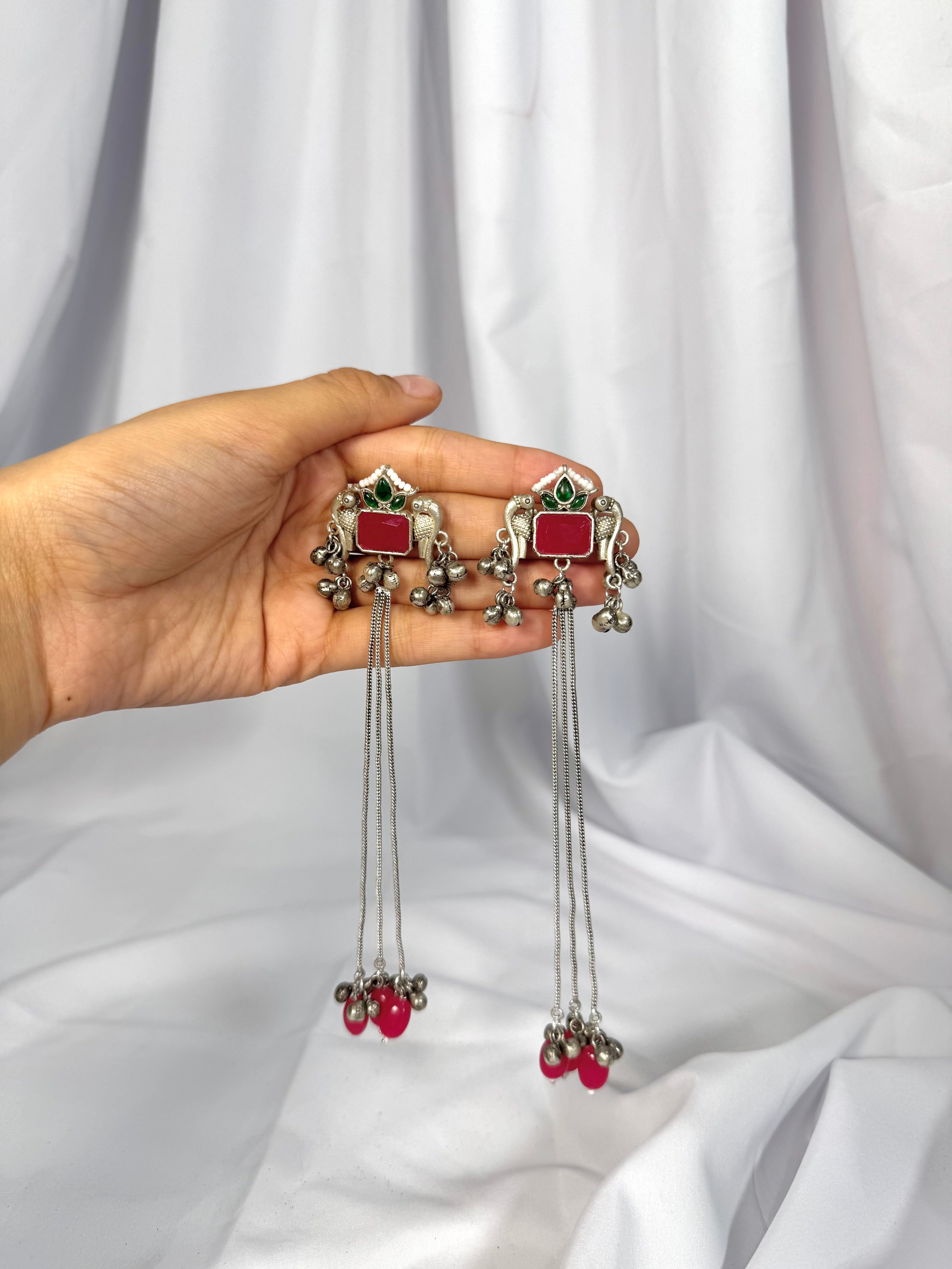Marish Kashmiri Earrings-Red