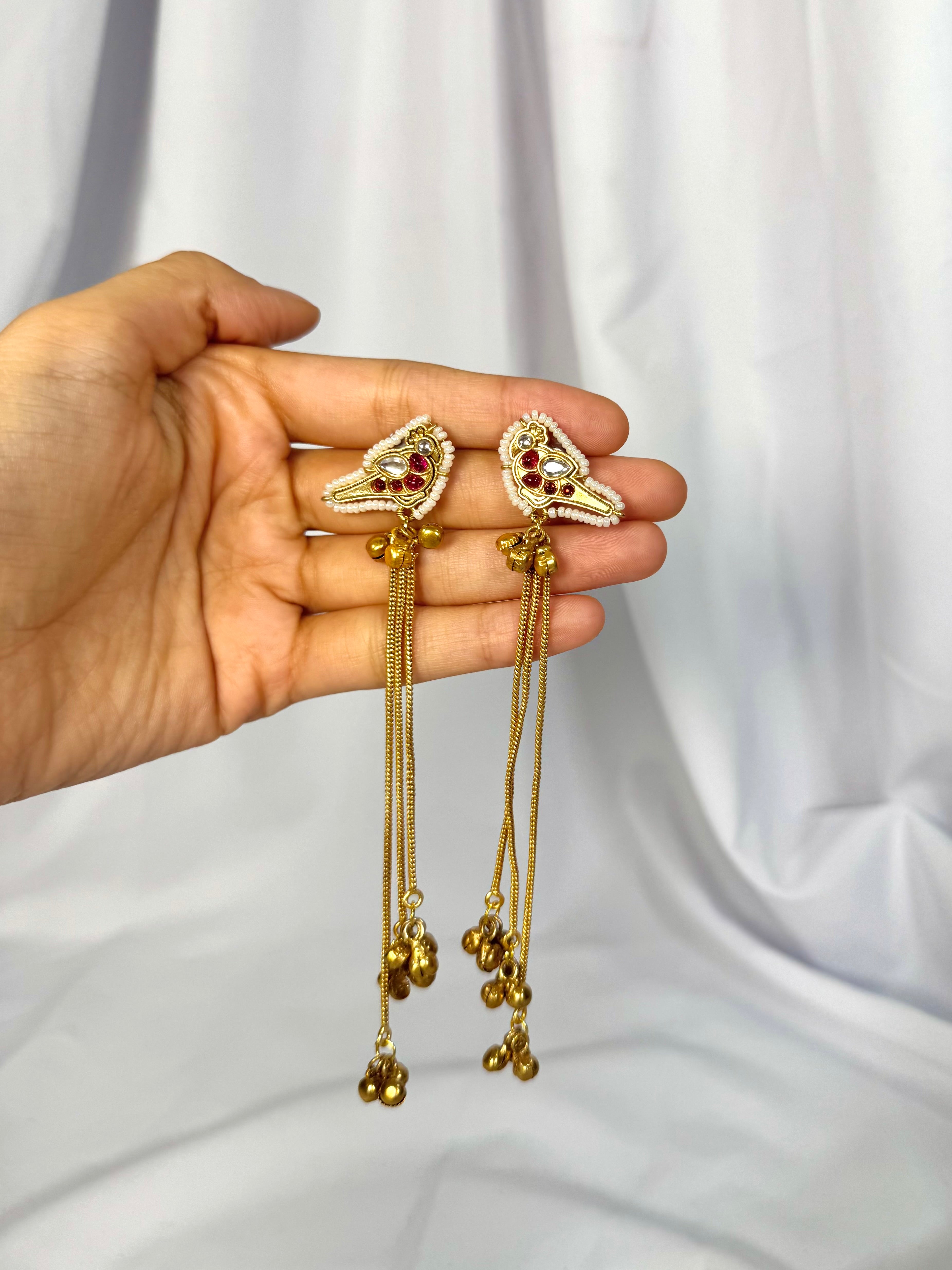 Areena Kashmiri Earrings-Red