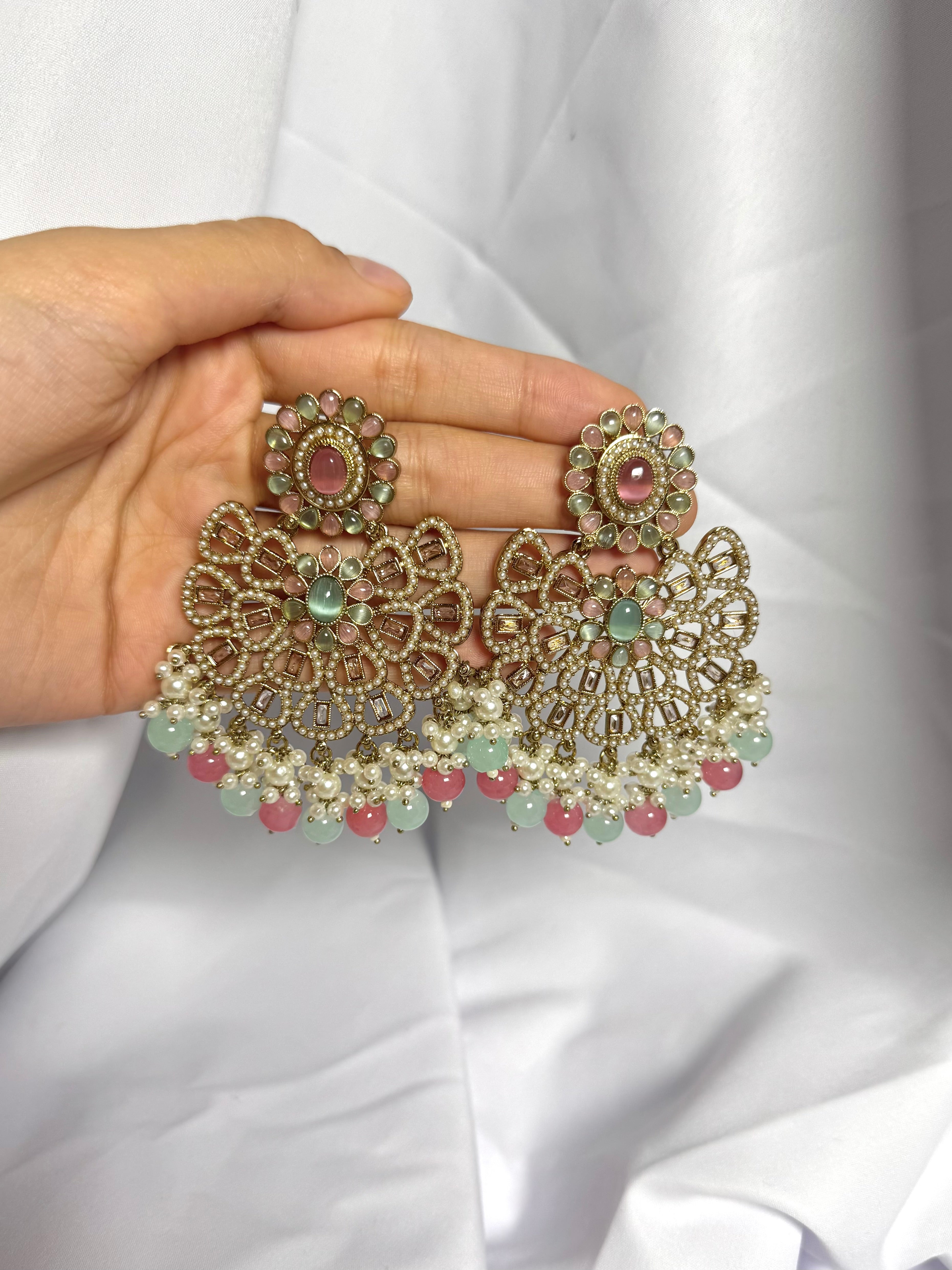 Samaira Earrings-Pink & Mint