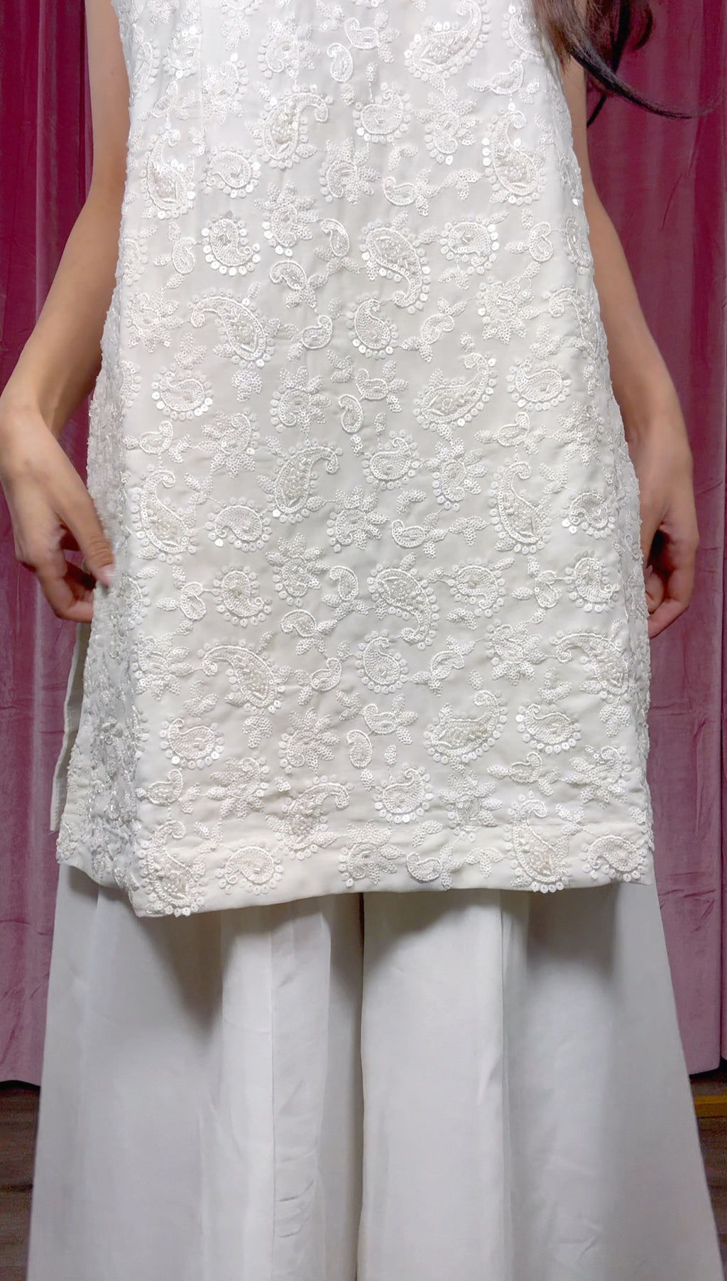 Ivory white palazzo suit