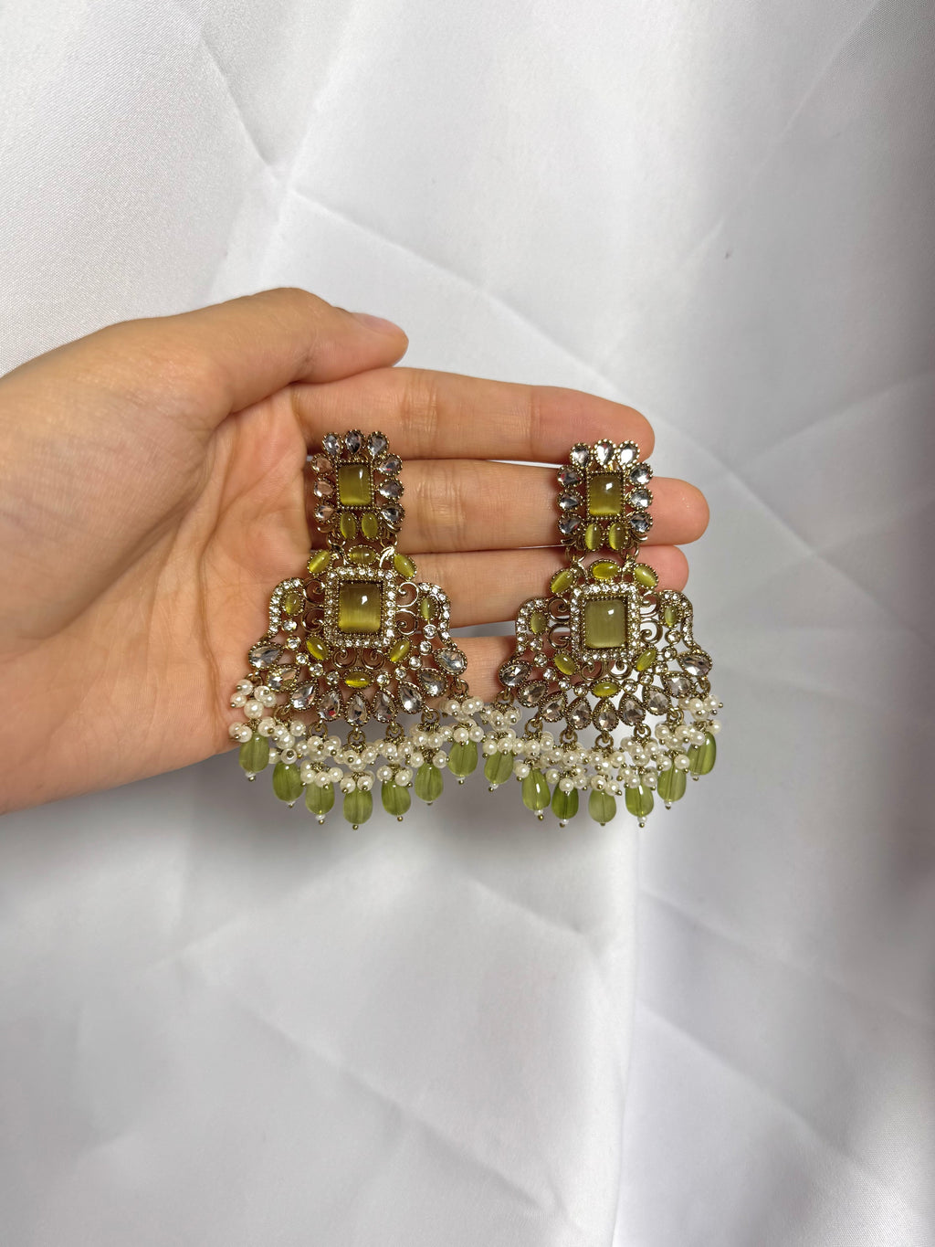 Zeenat Earring-Olive Green