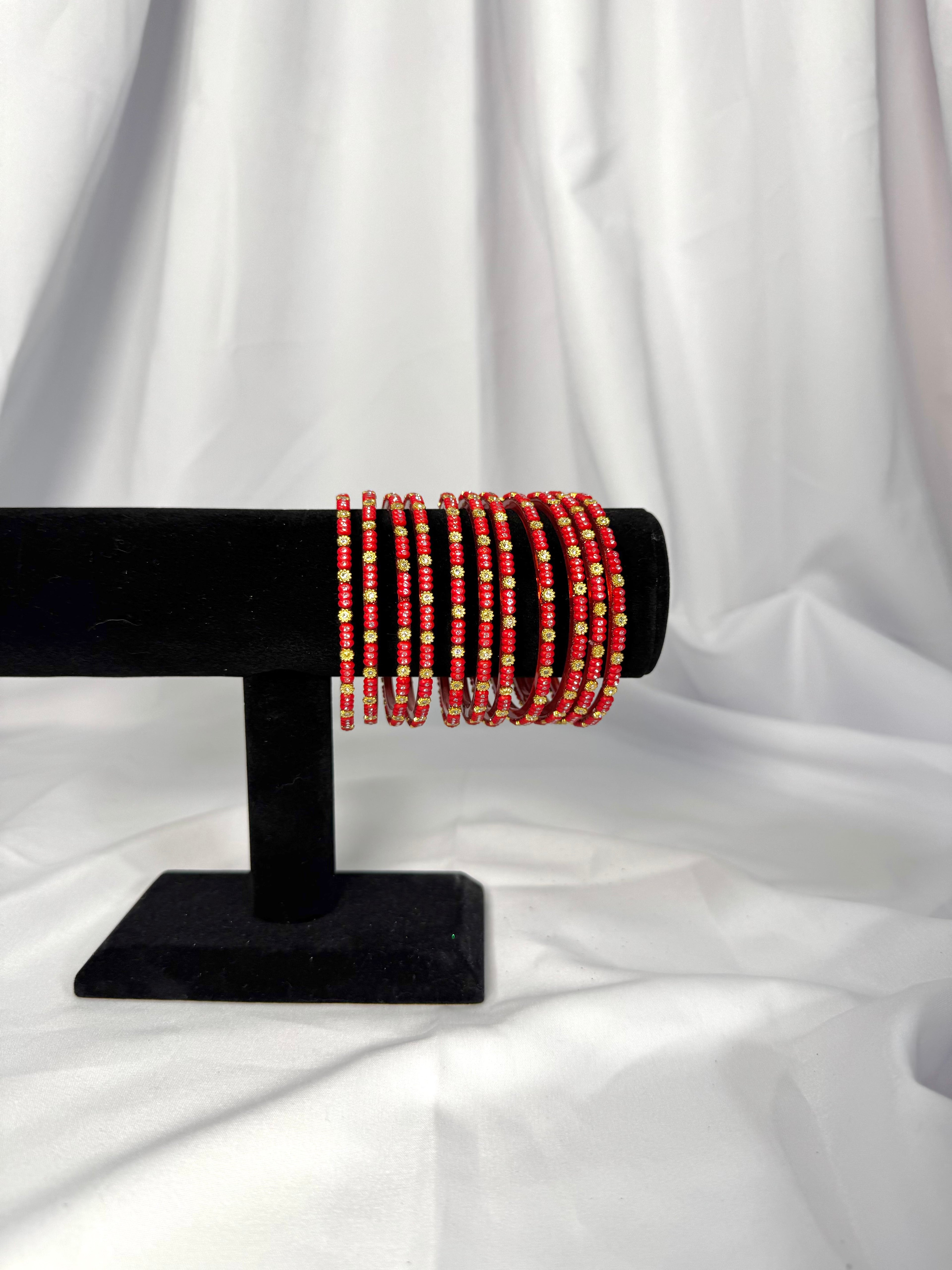 Dhriti Glass Bangles-Red