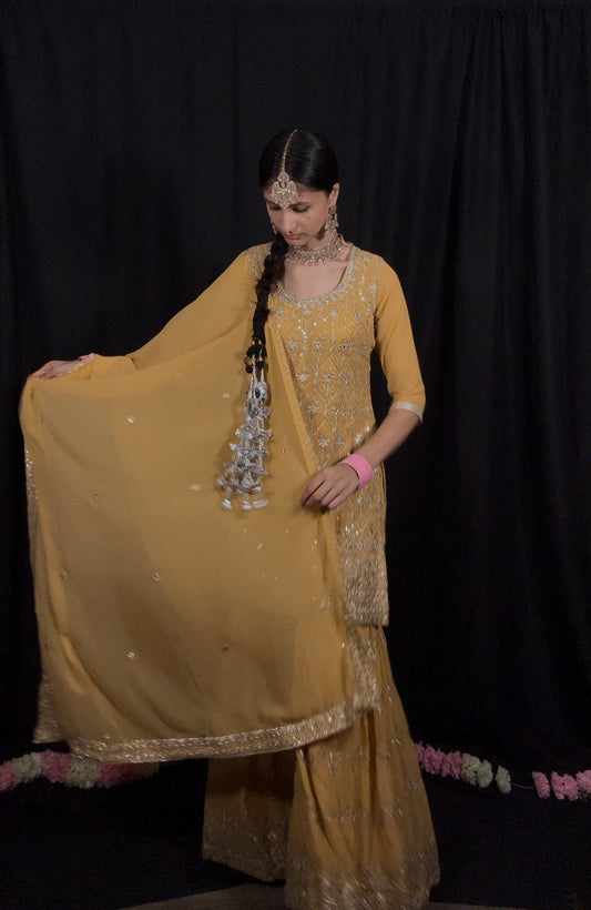 Mustard yellow Sharara Suit