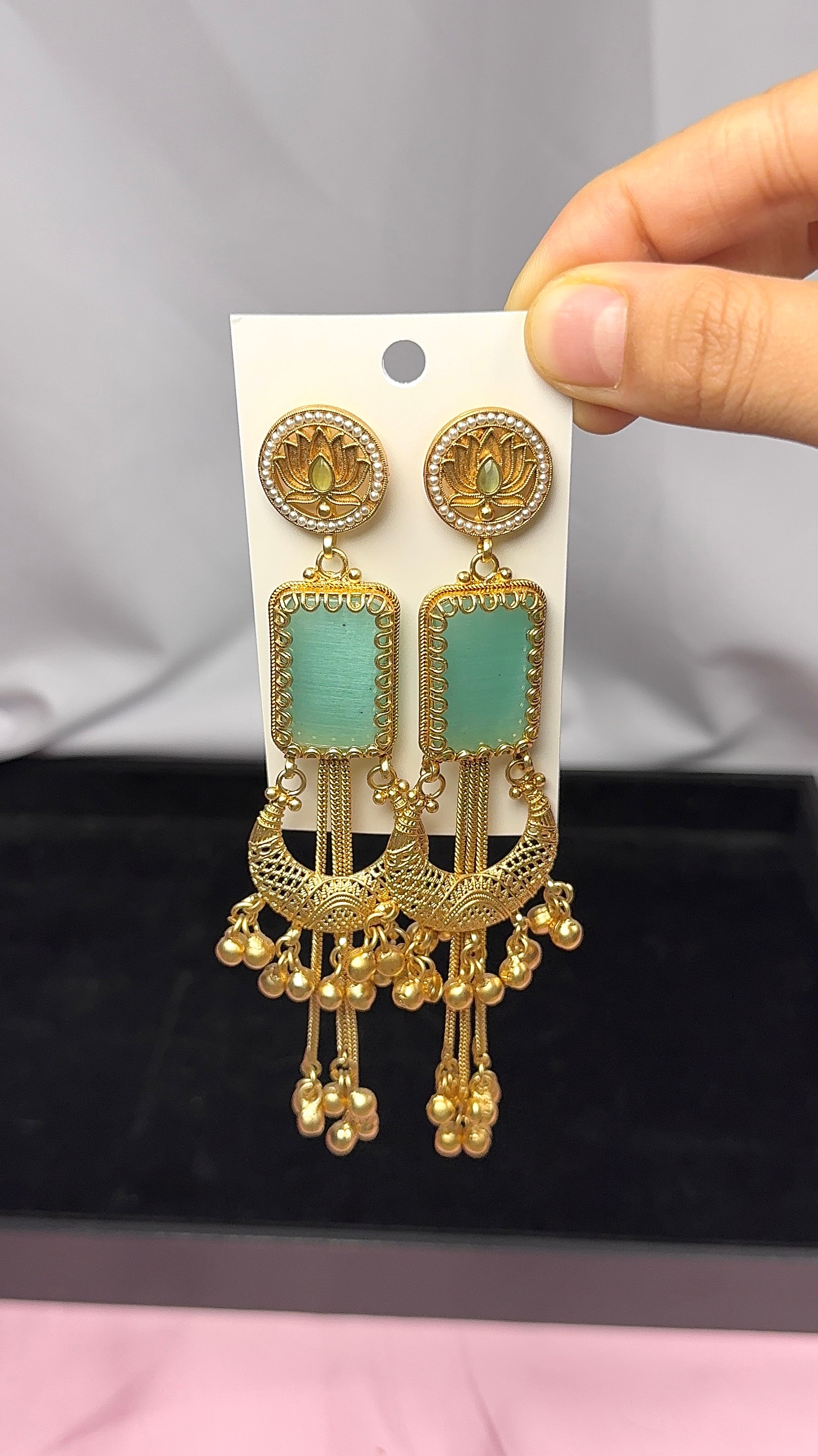 Rafia Kahmiri Earring-Teal