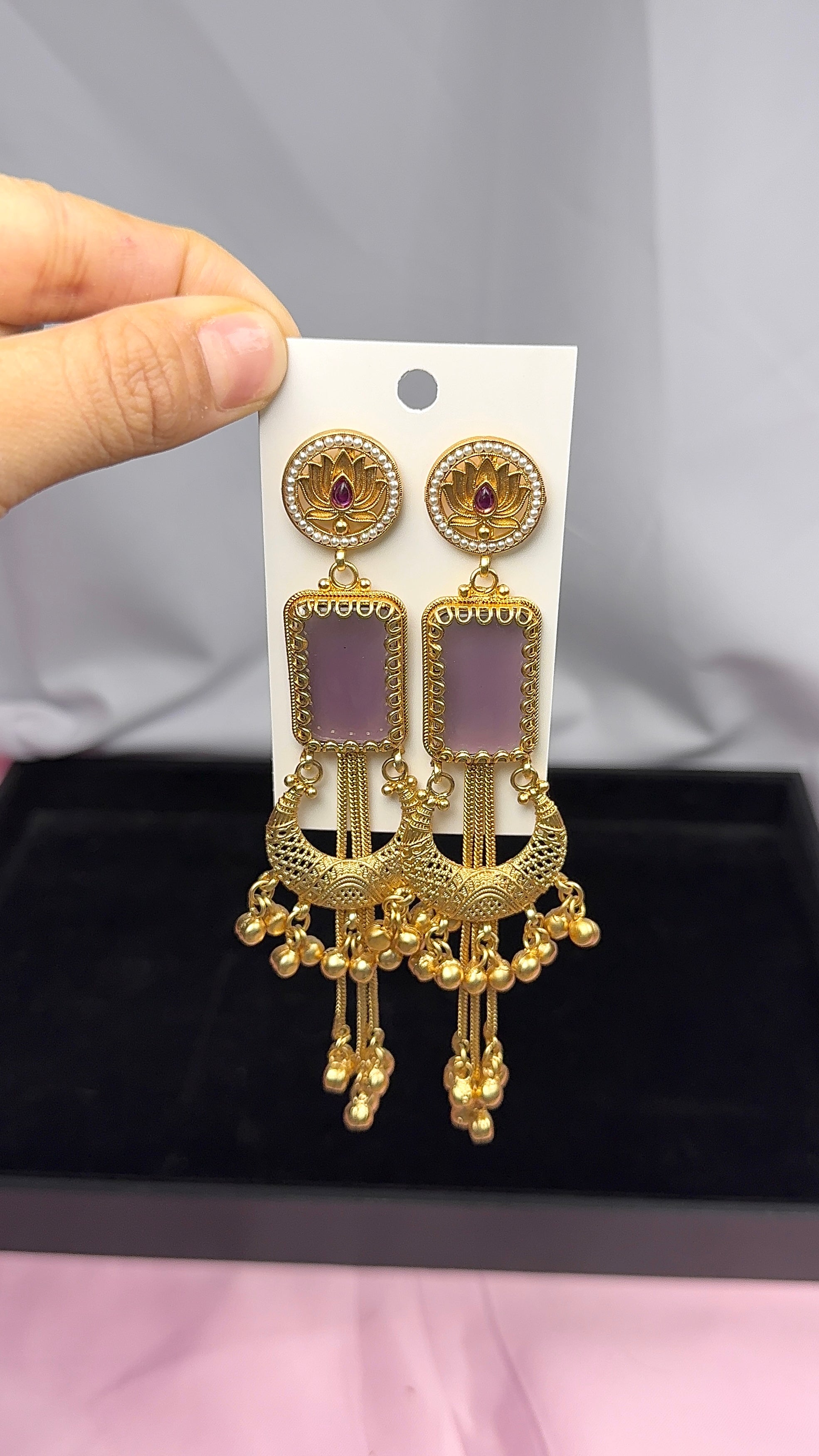 Rafia Kahmiri Earring-Purple
