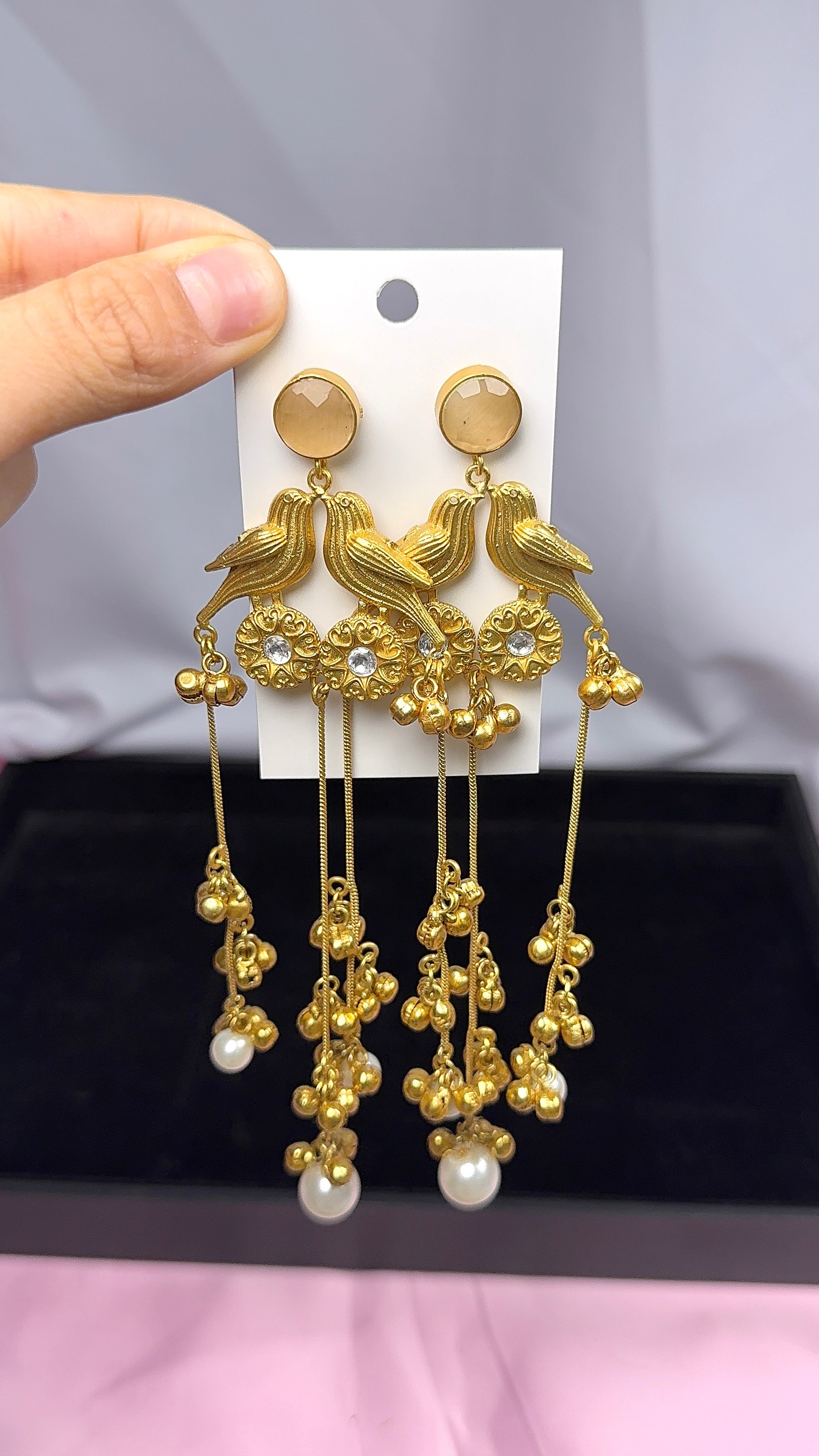 Abeer Kashmiri Earrings-Peach