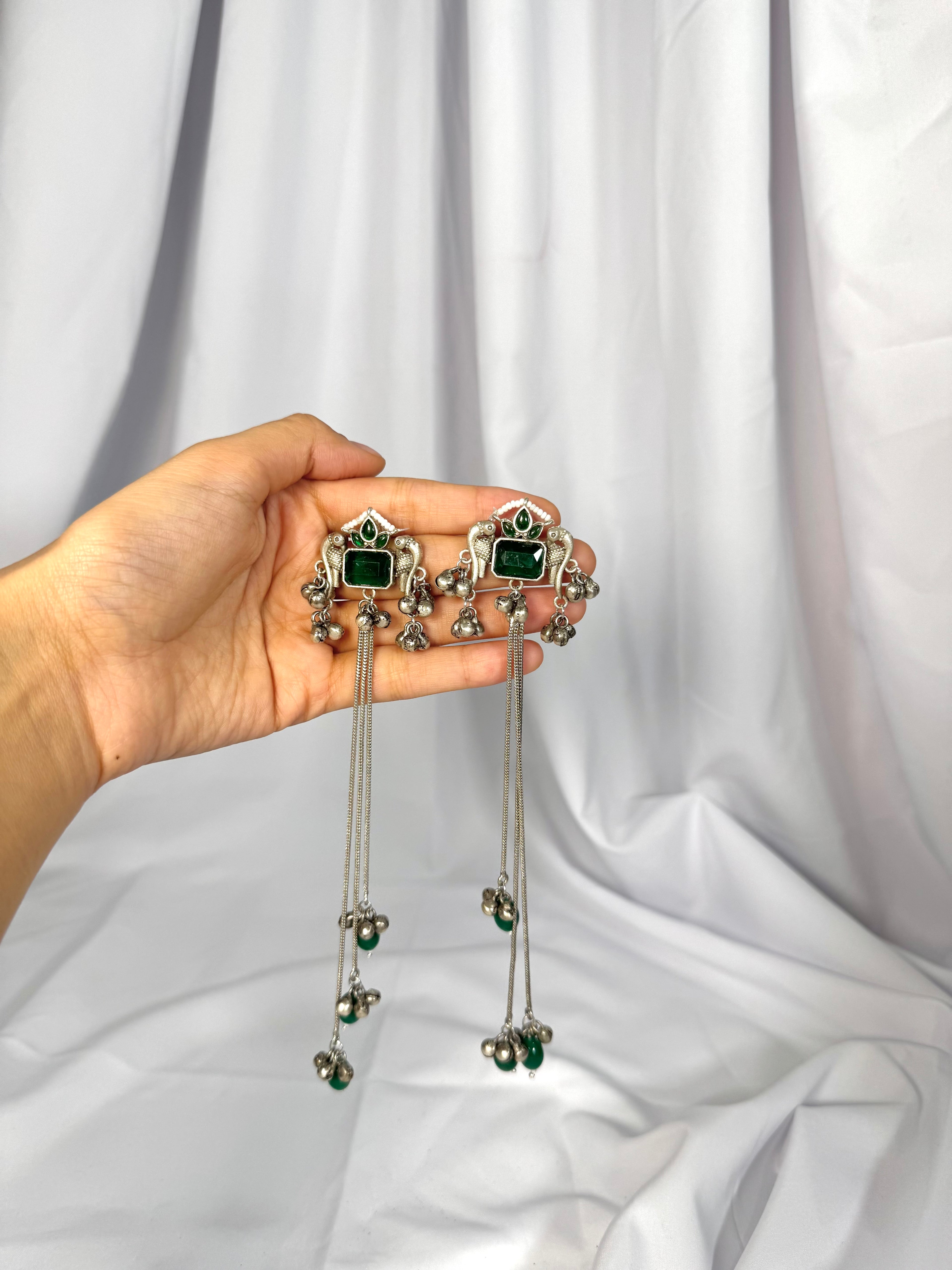 Marish Kashmiri Earrings-Green