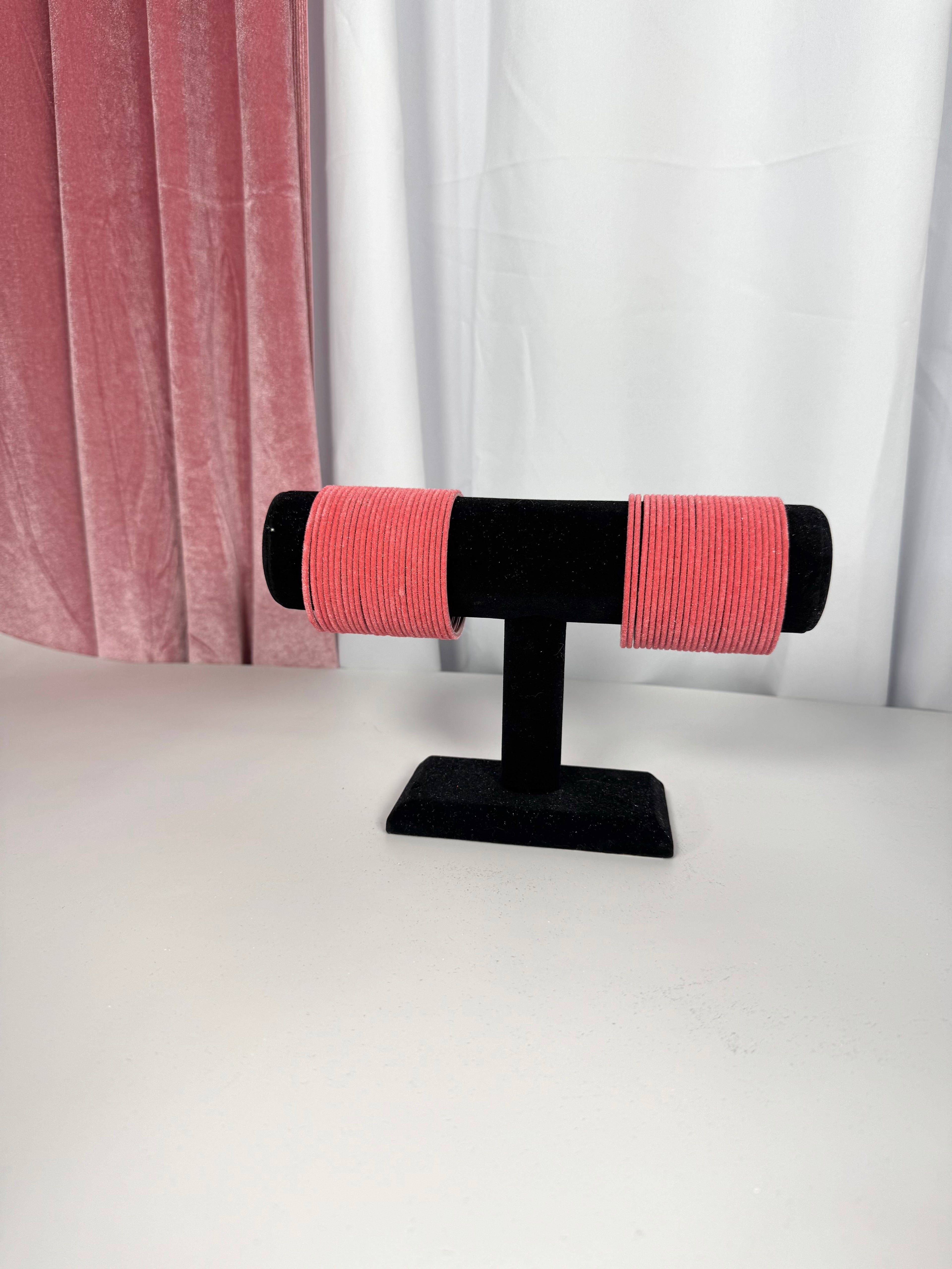 Coral Pink Velvet Bangles