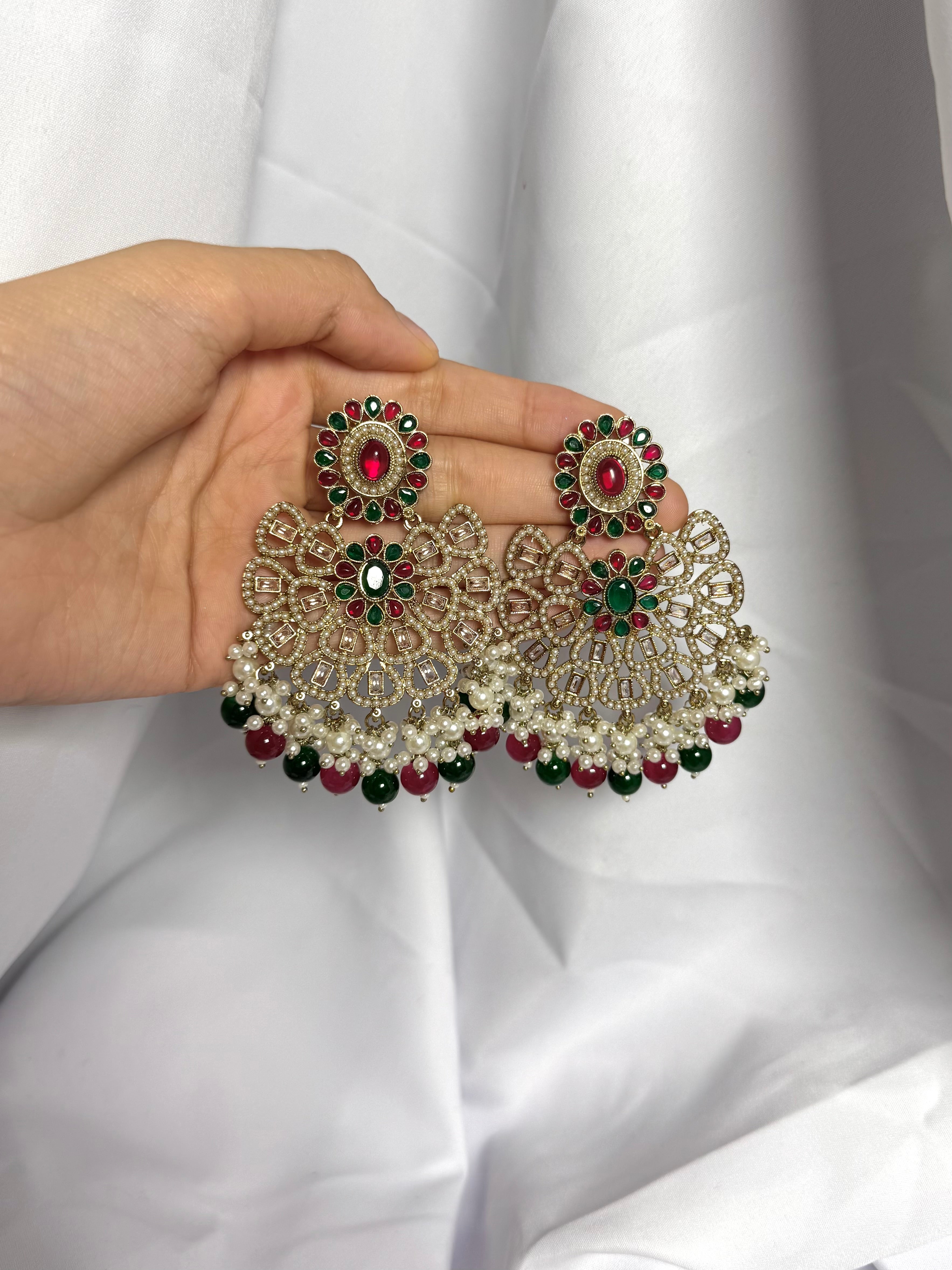 Samaira Earrings- Red & Green